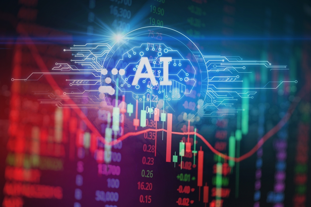 AI stock market graph trading analysis investment financial, stock exchange financial forex graph stock market graph chart business crisis crash grow up profits win up trend server digital technology