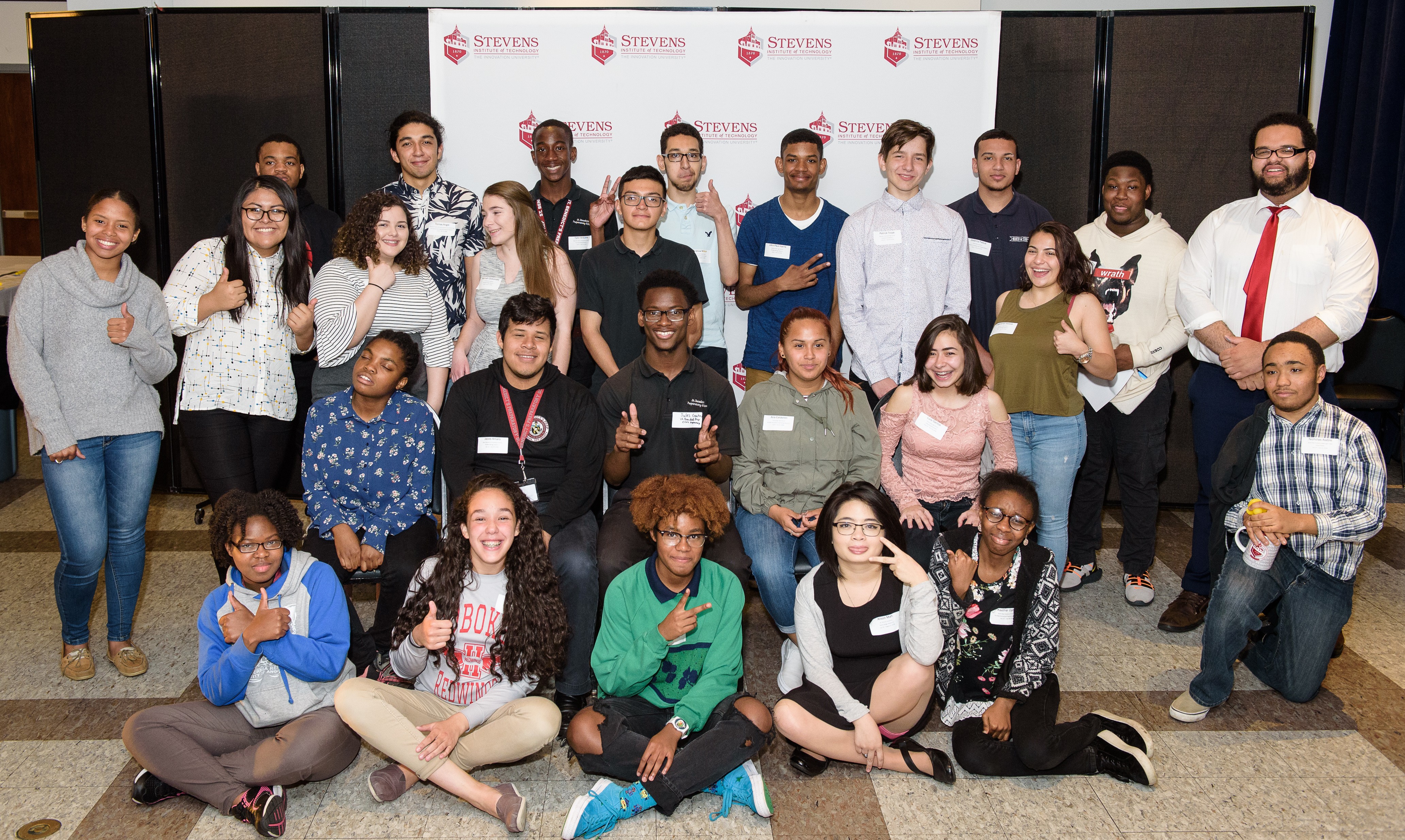 A group of students representing many ethnic and racial groups. They represent the first cohort of ACES students attending Stevens Pre-College Program.