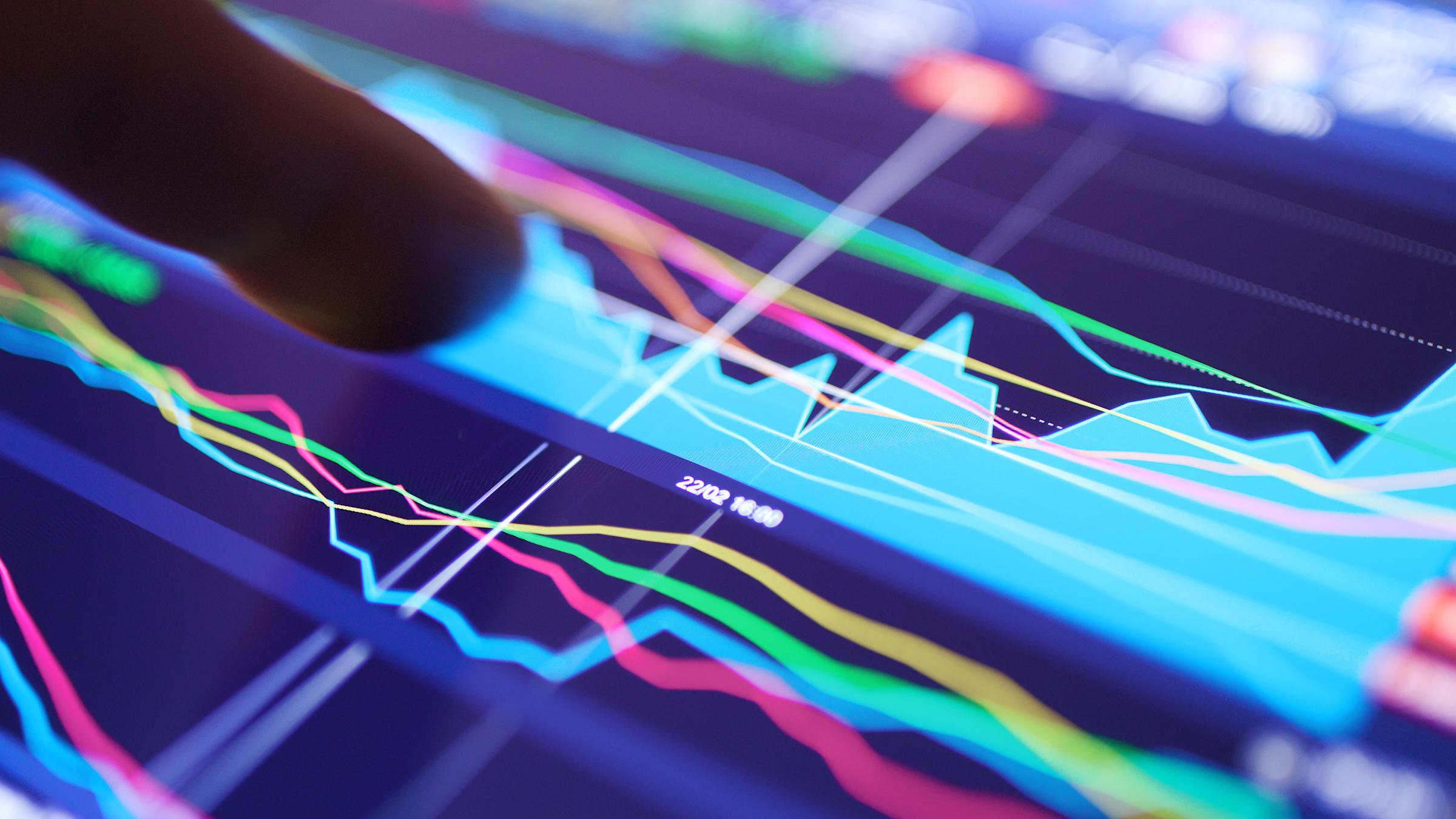 Digital Tablet with stock market graph