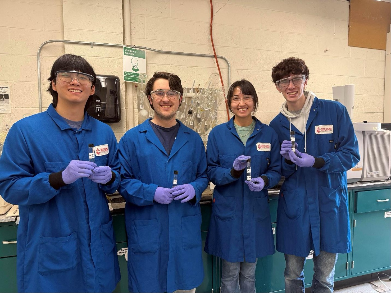 From left to right: Stevens seniors Aaron Wong, Christopher Oliveira, Alexandra VanderVeer, and Robert Olson.