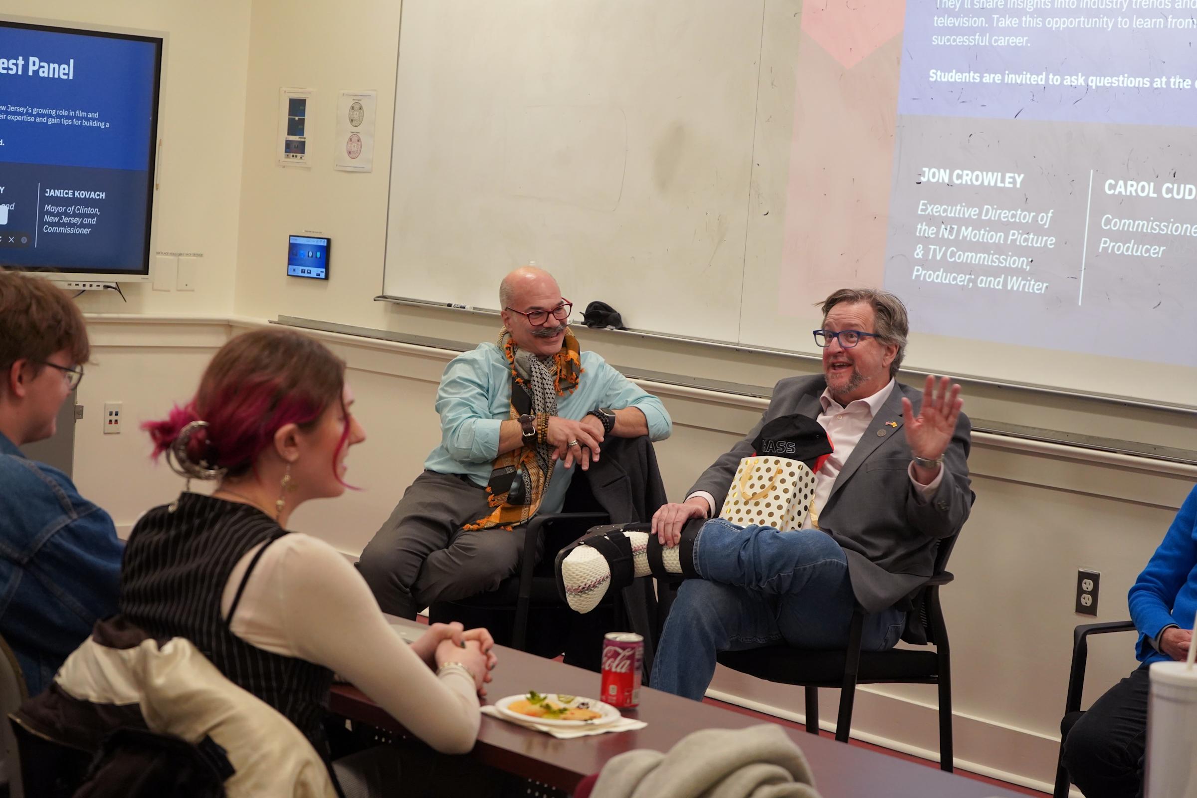 David W. Schoner, Jr. and Jon Crowley talking to students.