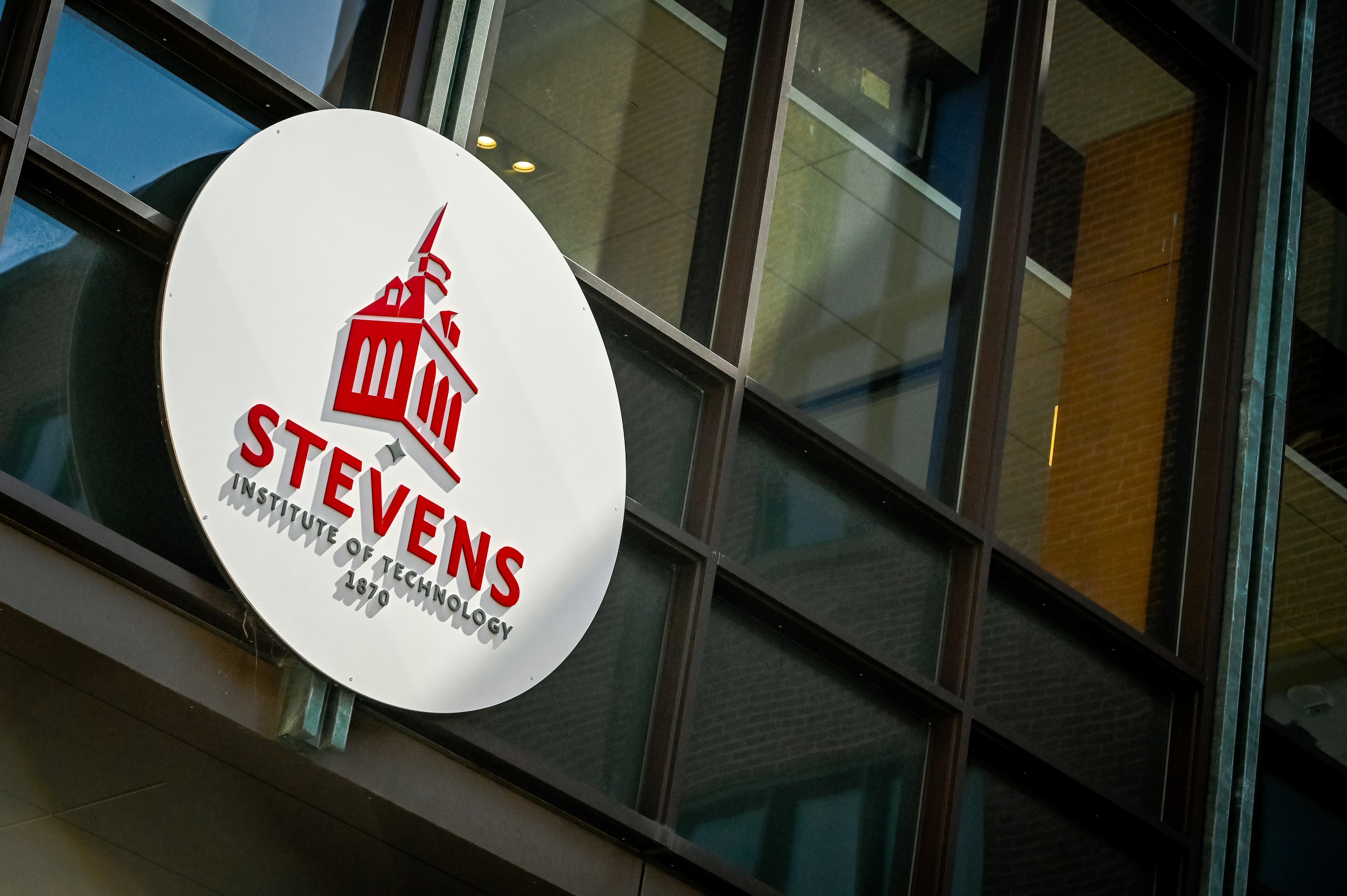 Stevens Institute of Technology Seal Logo on side of building