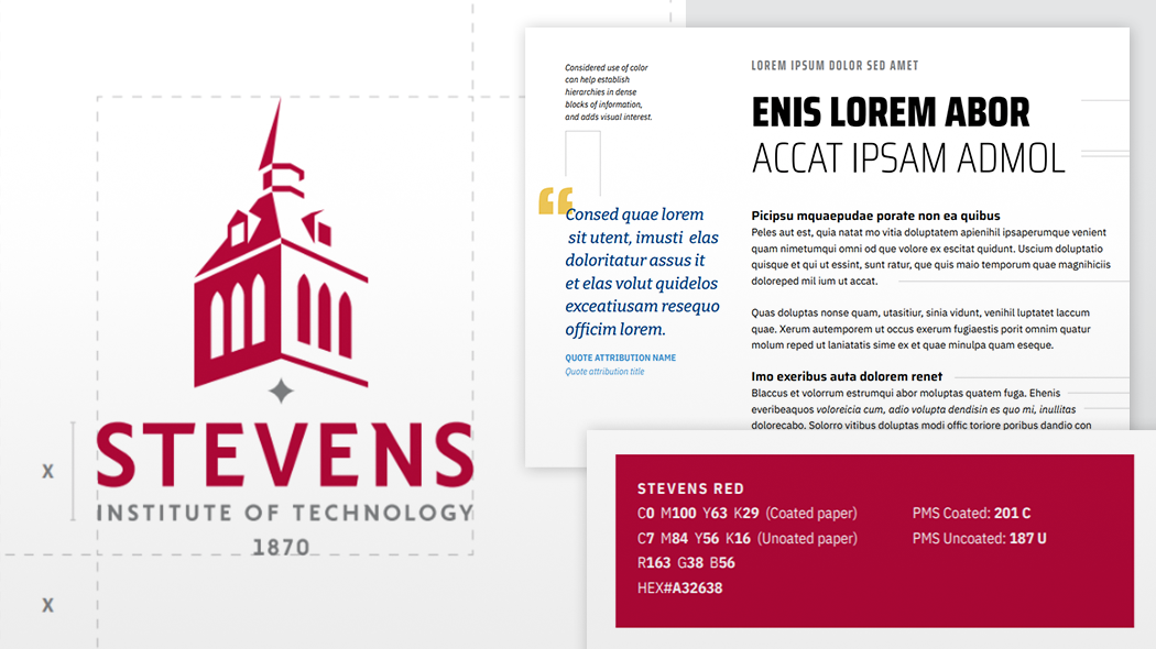 Collage of Stevens brand guides