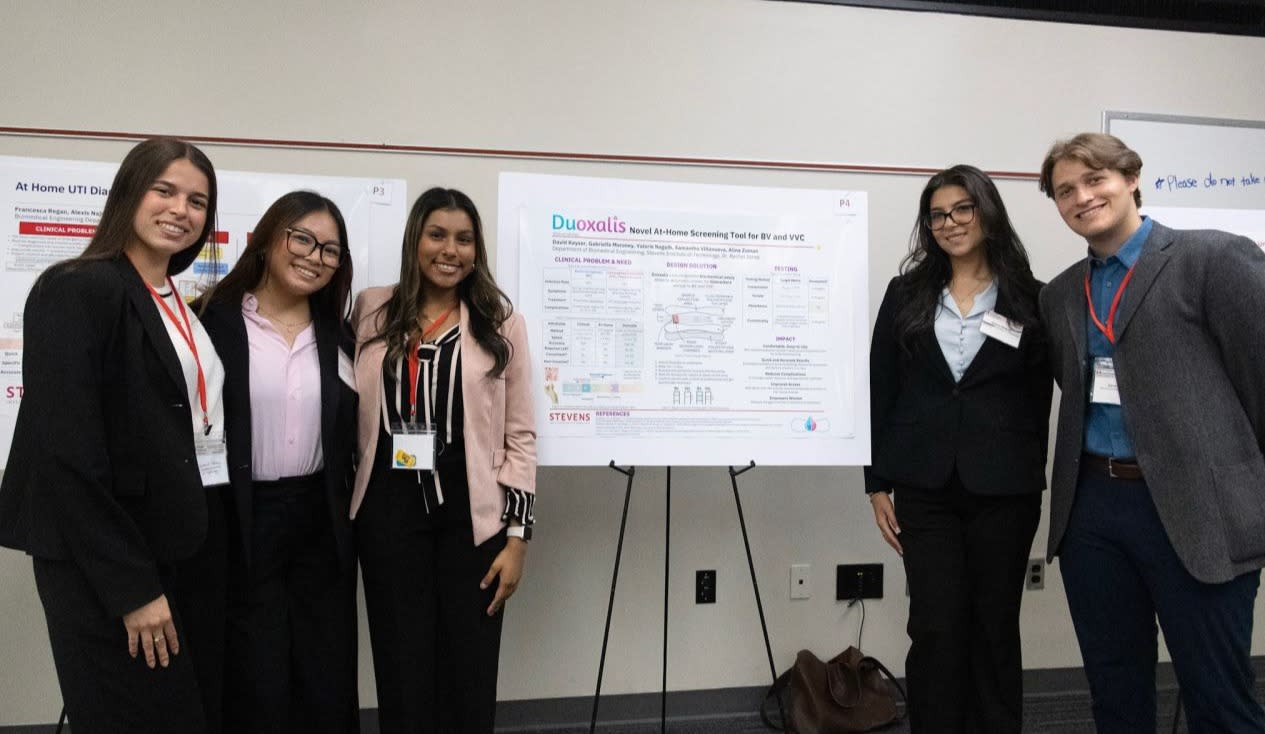 Students Gabrielle Moroney, Samantha Villanueva, Alina Zaman, Valerie Naguib and David Keyser.