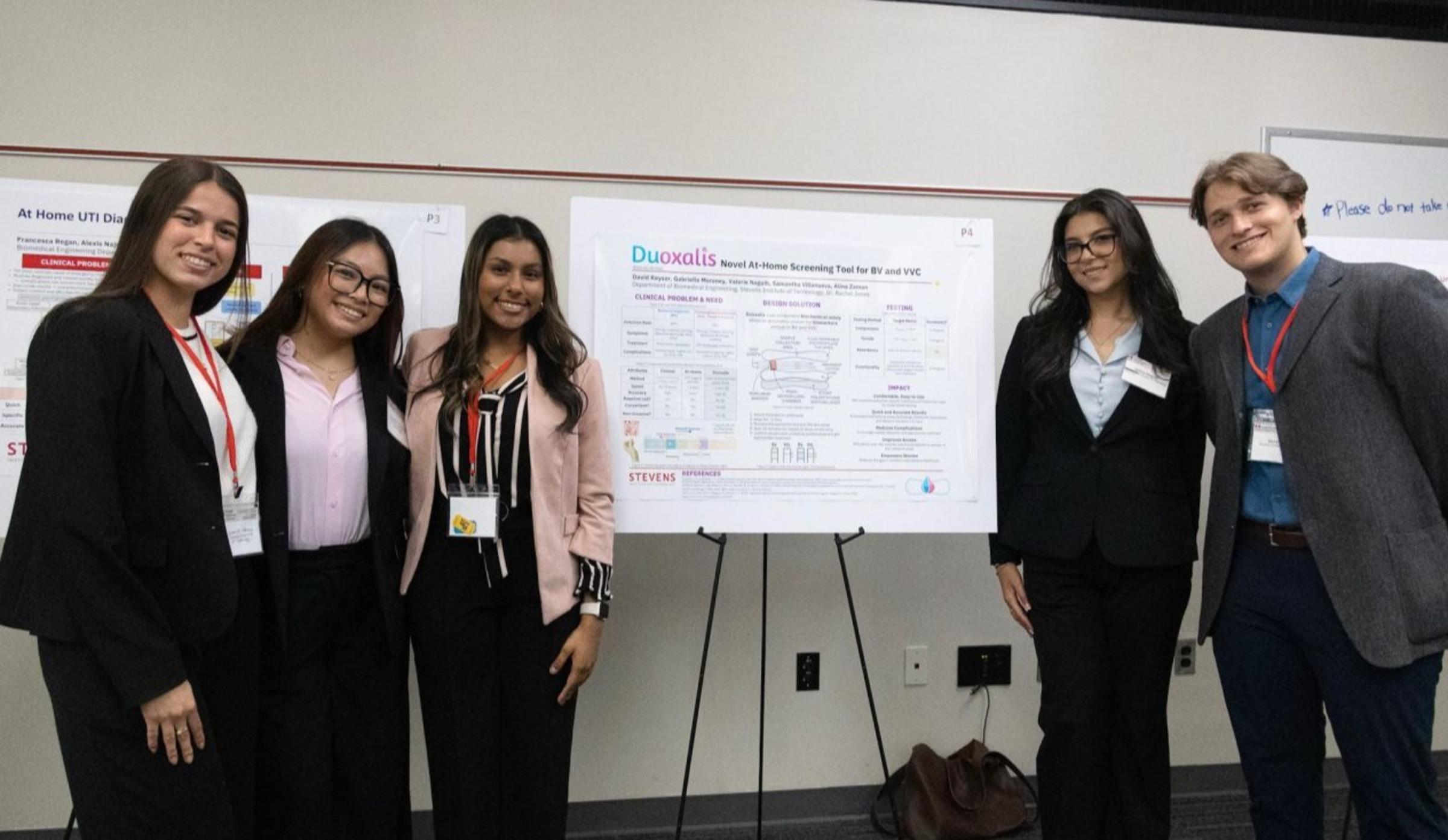Students Gabrielle Moroney, Samantha Villanueva, Alina Zaman, Valerie Naguib and David Keyser.