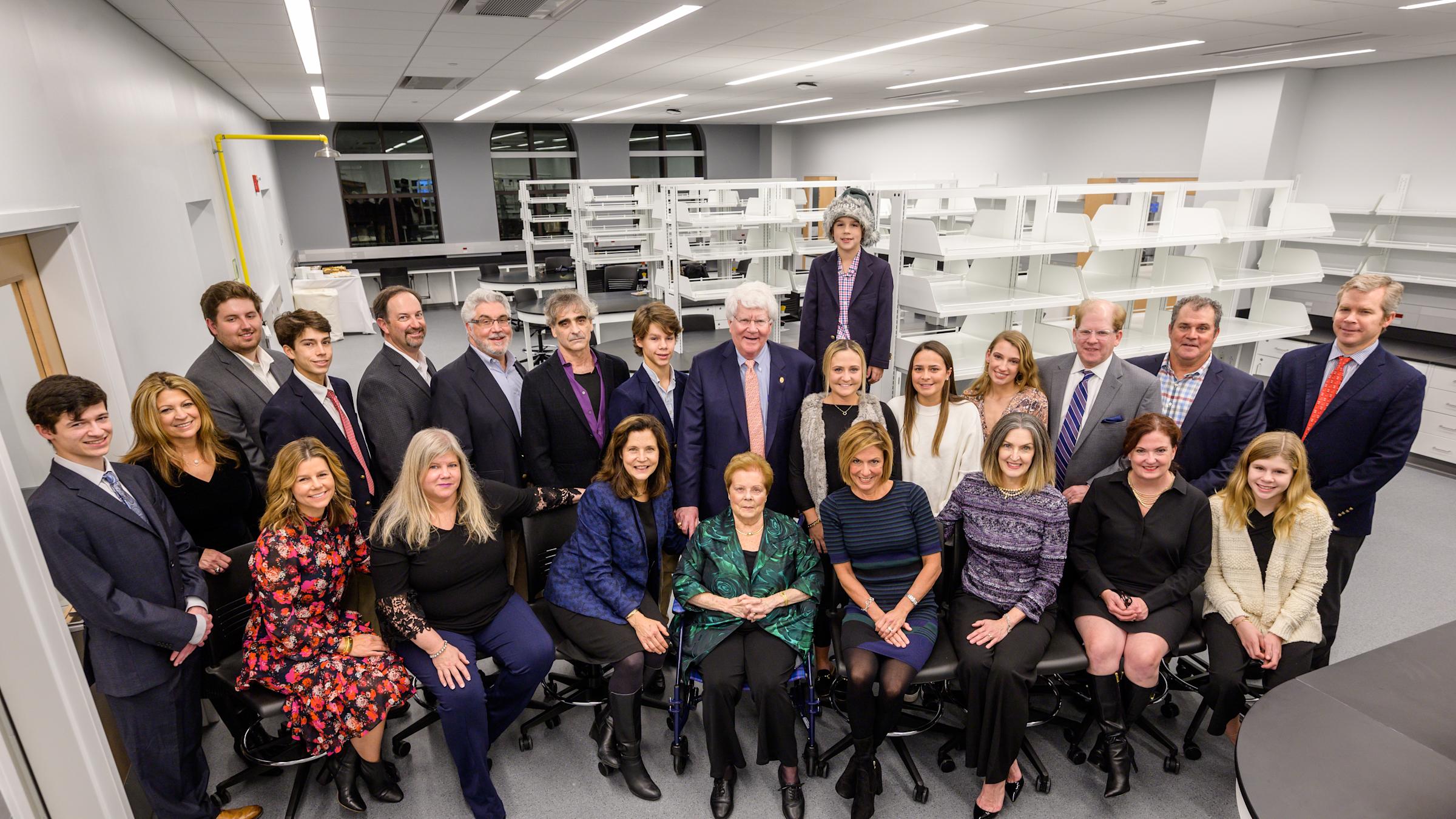 Over 20 members of the Semcer family gather for a photo