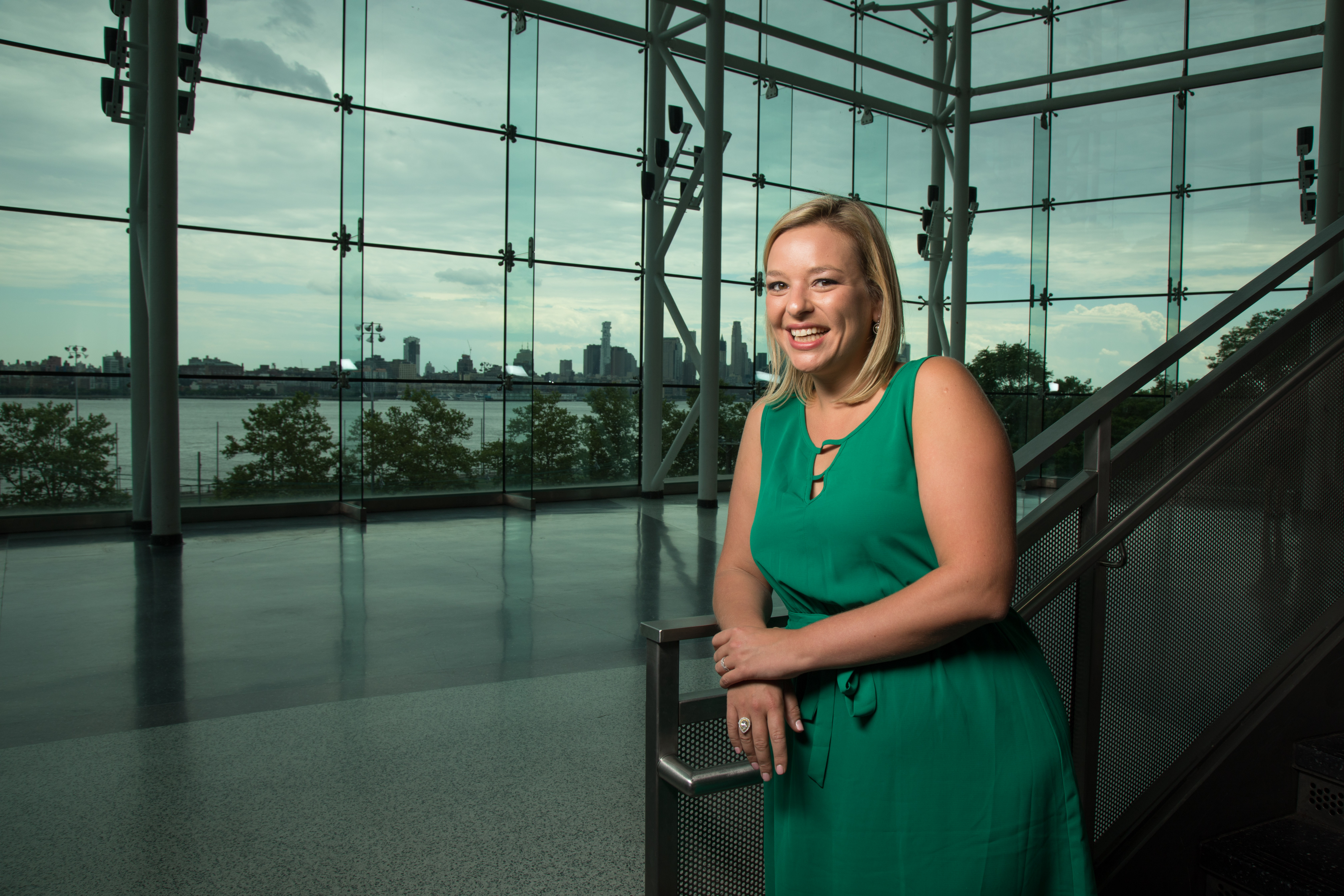 Portrait of Rita Gurevich inside the Babbio building atrium.