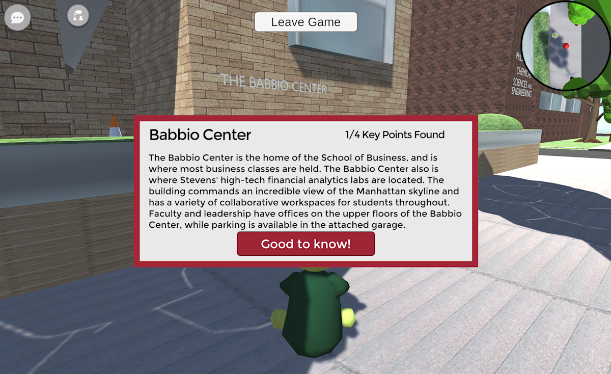 A screenshot of Imagication, displaying building information for the Babbio Center on the Stevens campus