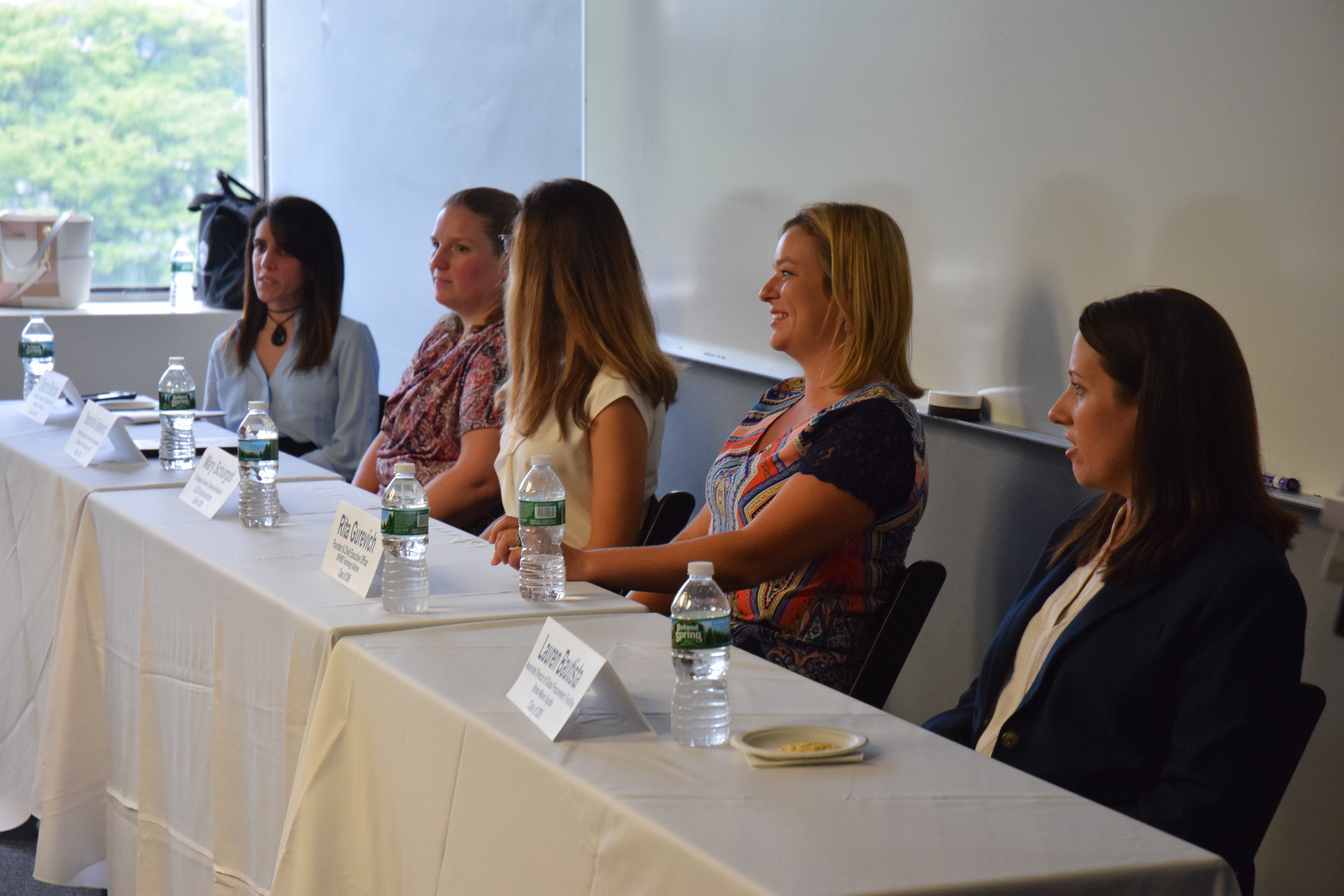 l-r: Grace Stecher ’03, Stephanie Senkevich ’14, Mary Schurgot ’06, Rita Gurevich ’06, Lauren Bautista ’05