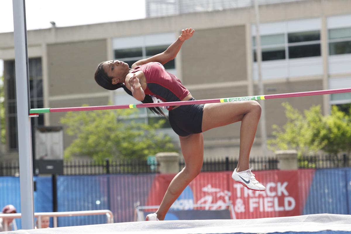 Gladys jumping the high jump