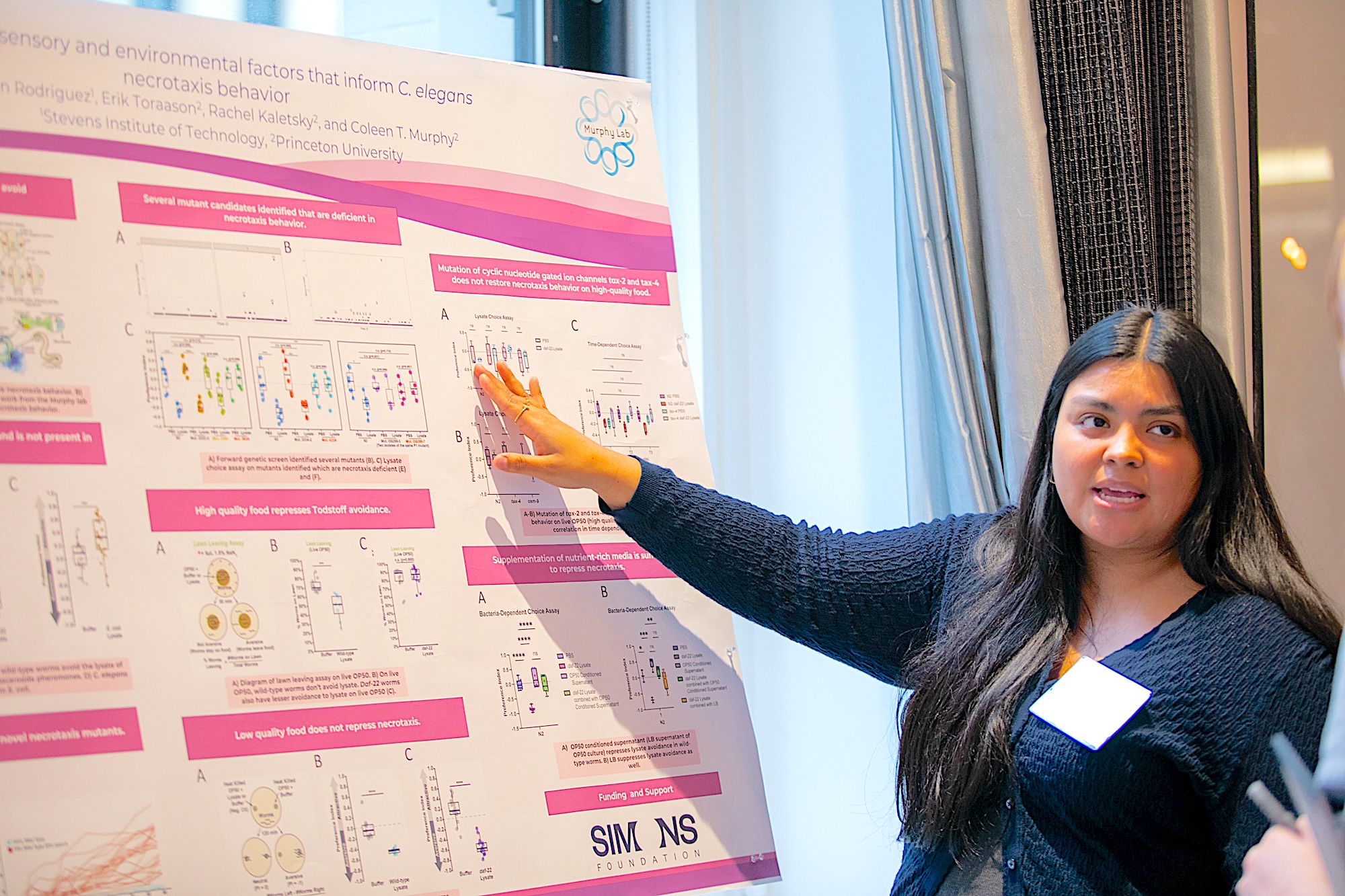 Student Mirian Rodriguez presenting research at SURFiN symposium in NYC