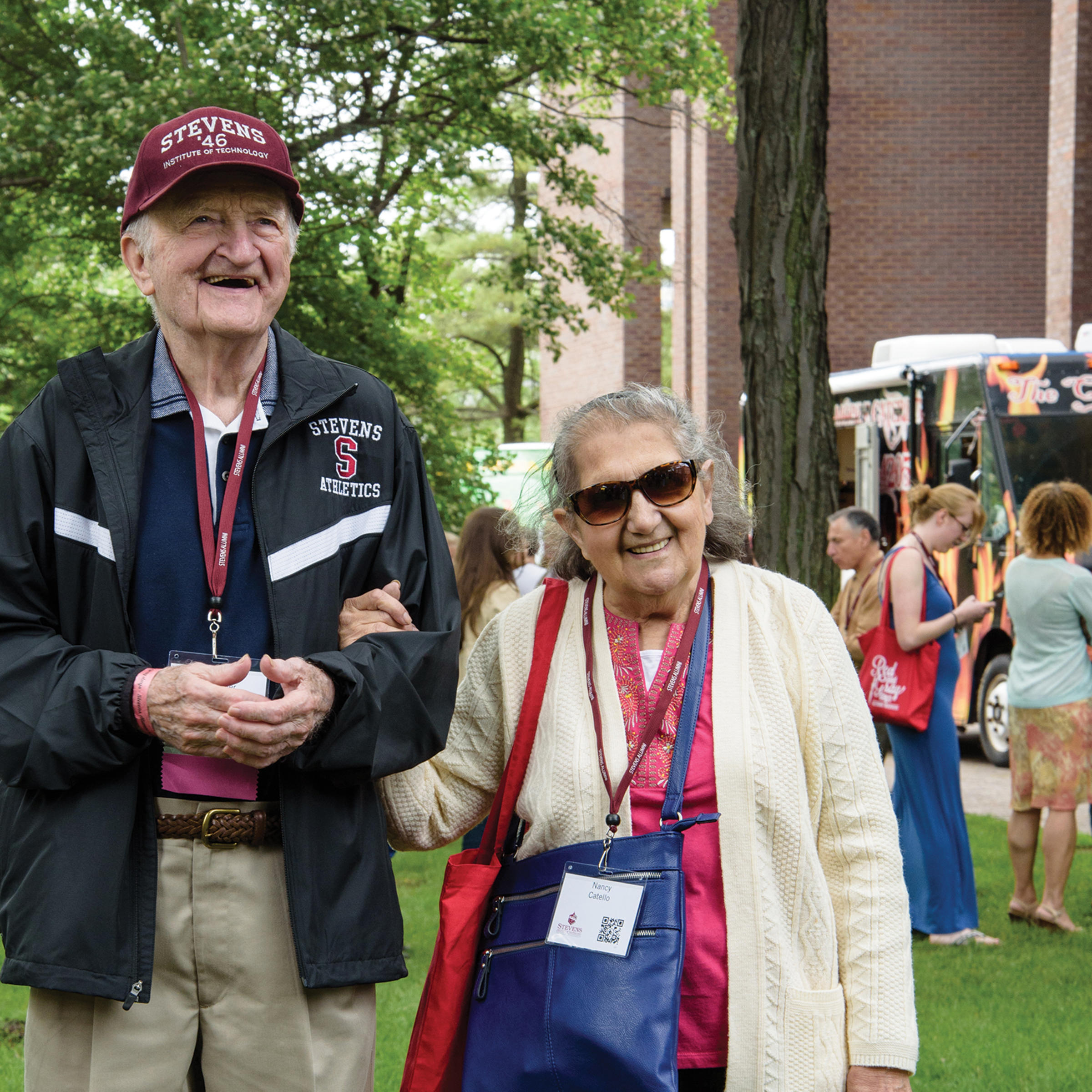 Joe Schneider and Nancy Catello enjoying a sunny day on campus.