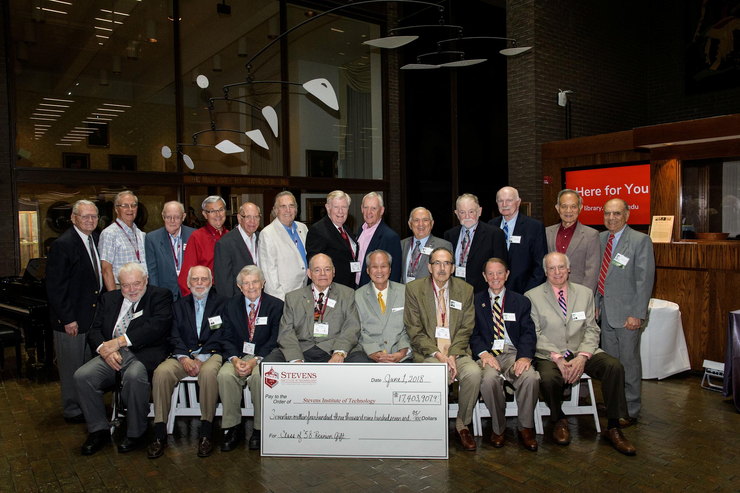 Reno Del Ben, standing third from left, attended the Class of 1958's 60th reunion in 2018.