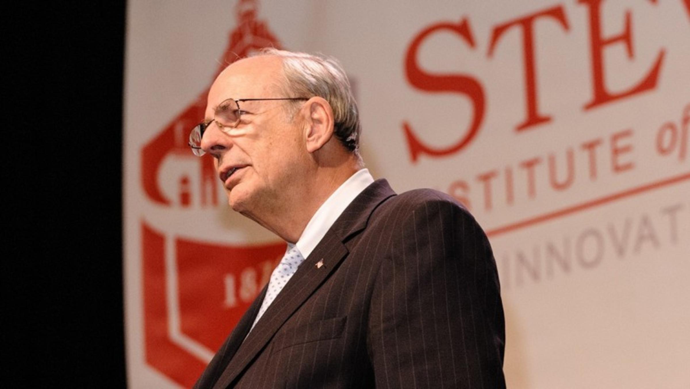 Norman Augustine giving a speech at Stevens Institute of Technology