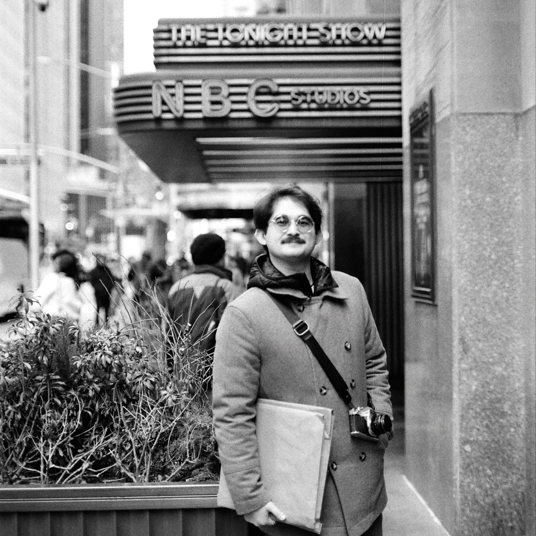 Koby Garcia ’19 in front of NBC Studios in New York