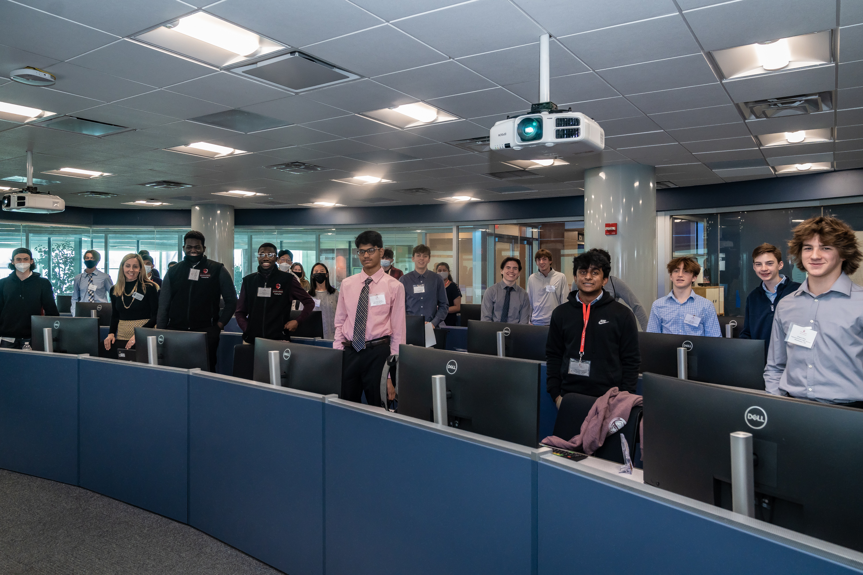High school students participating in Trading Day at Hanlon Financial Systems Center