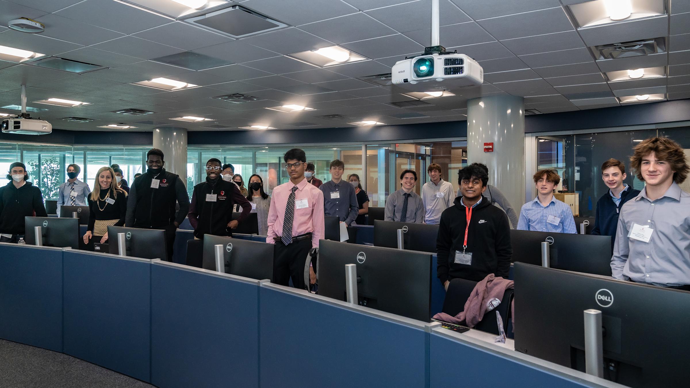 High school students participating in Trading Day at Hanlon Financial Systems Center