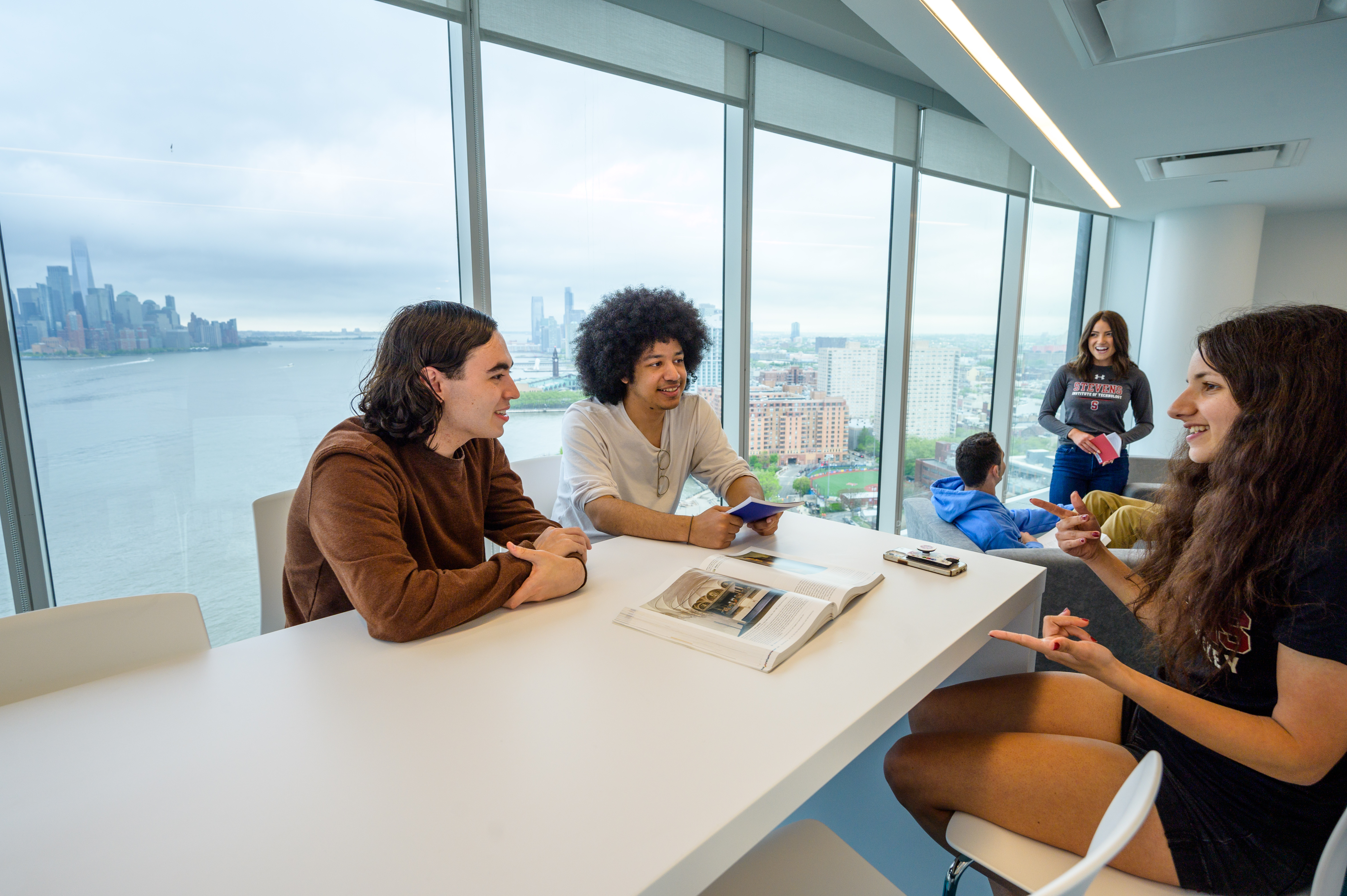 Students gather in the Forslund Lounge in the University Center Complex 