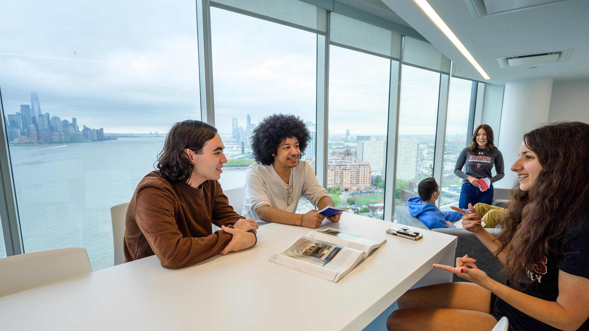 Students gather in the Forslund Lounge in the University Center Complex