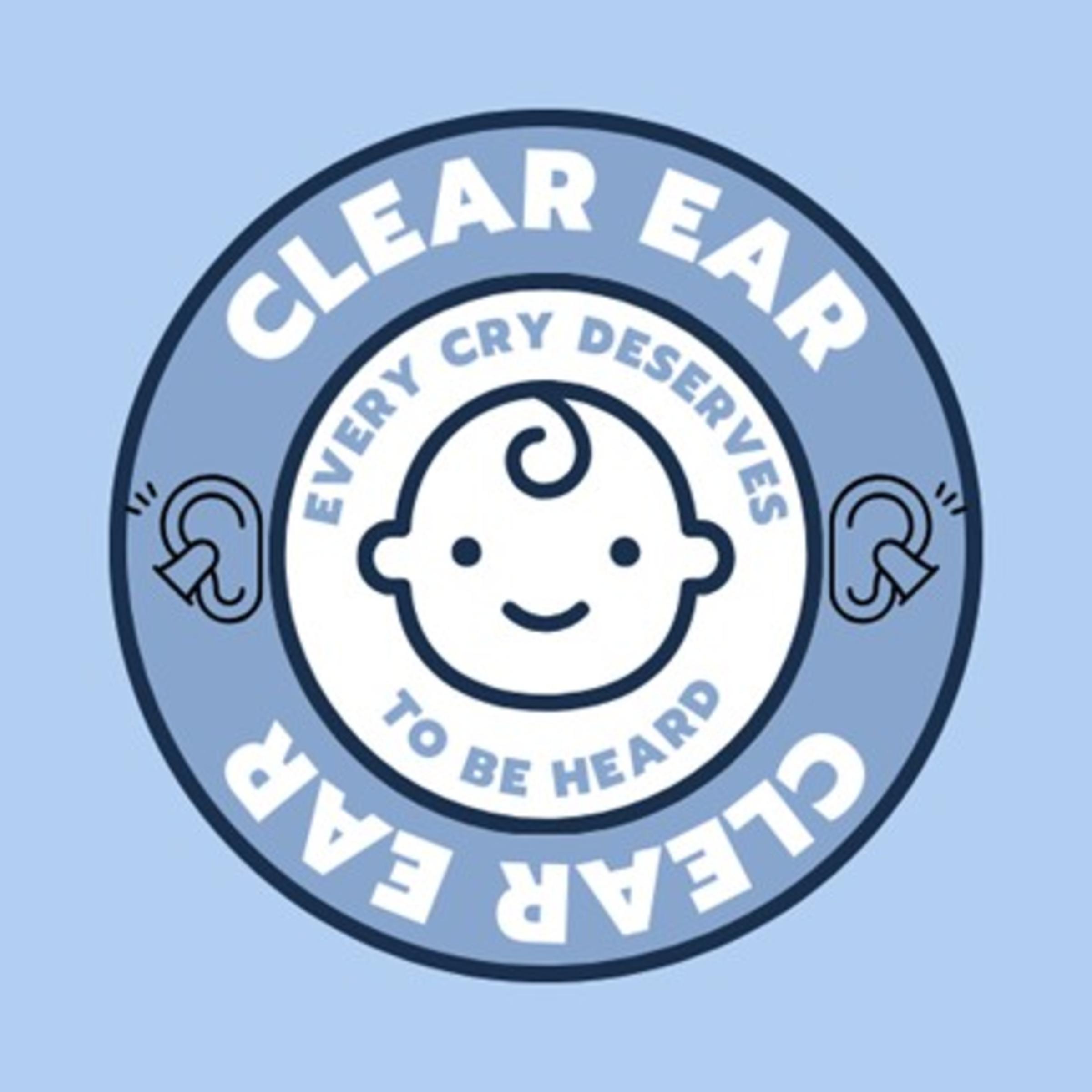 A blue, round logo with an icon of a baby in the center, and icons of two ears. There is an inside circle within a larger circle with the words "Every cry deserves to be heard."