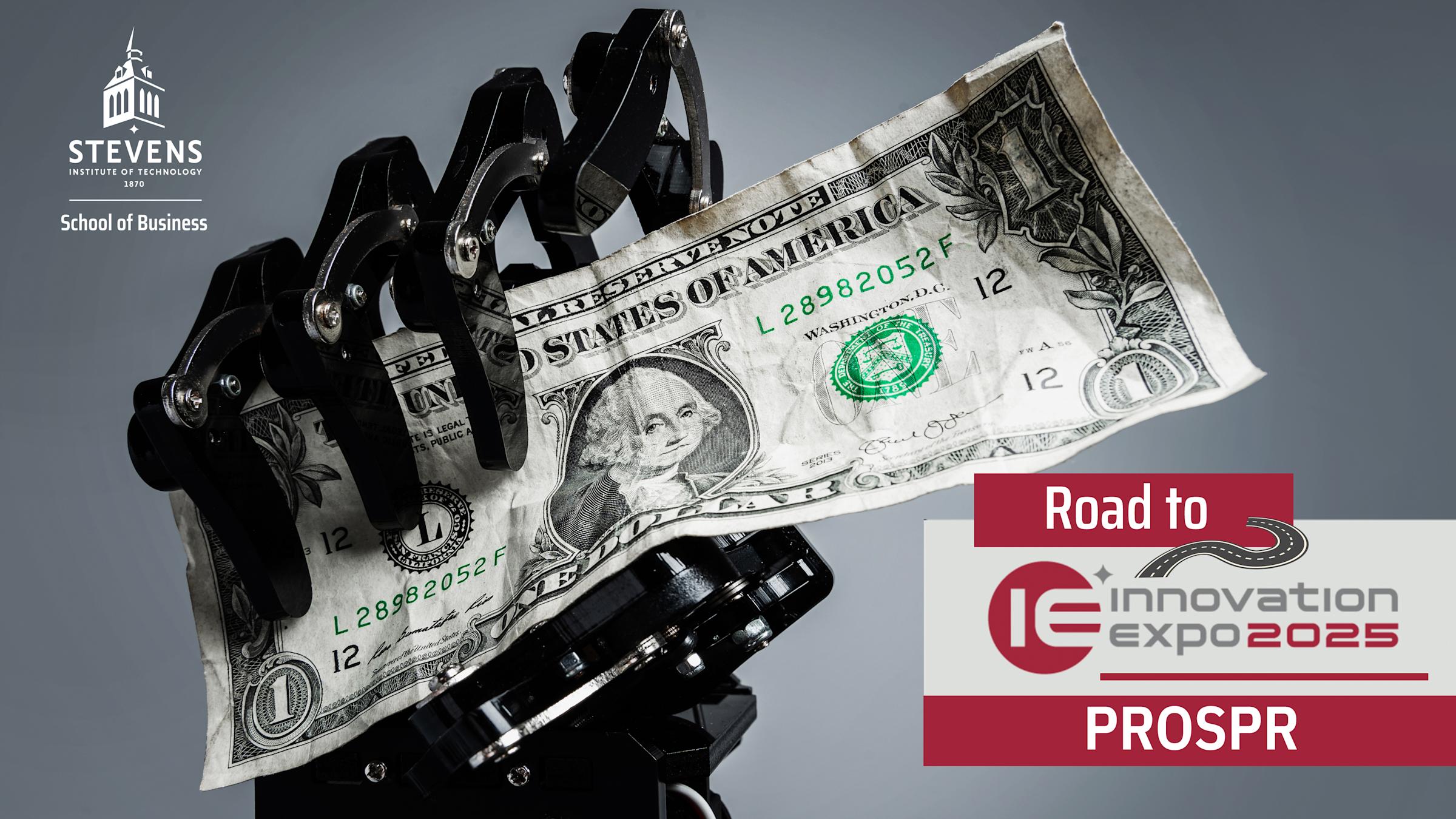 Robotic hand holding money.