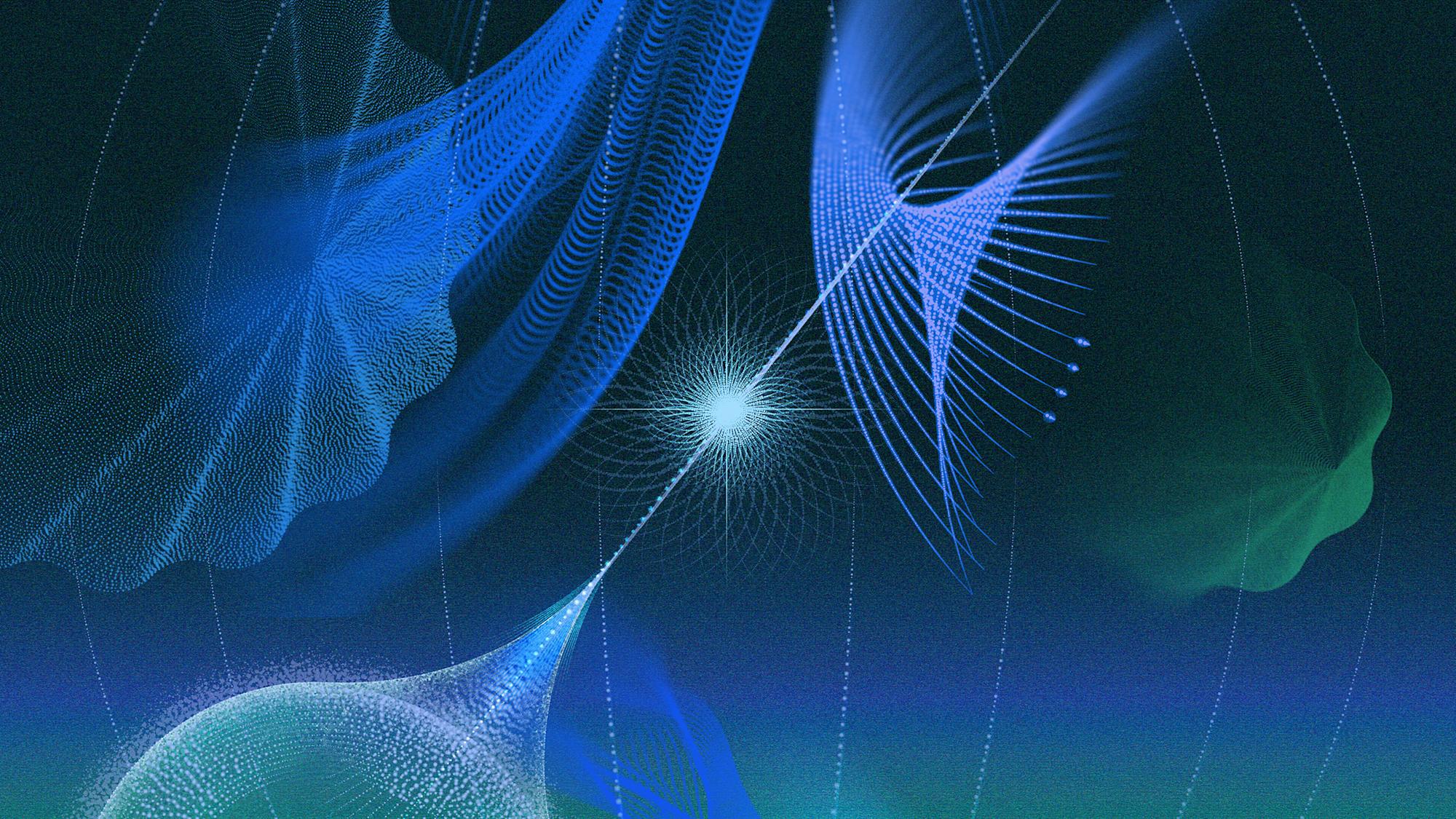 Abstract image in blue with a star sparkle in the center.