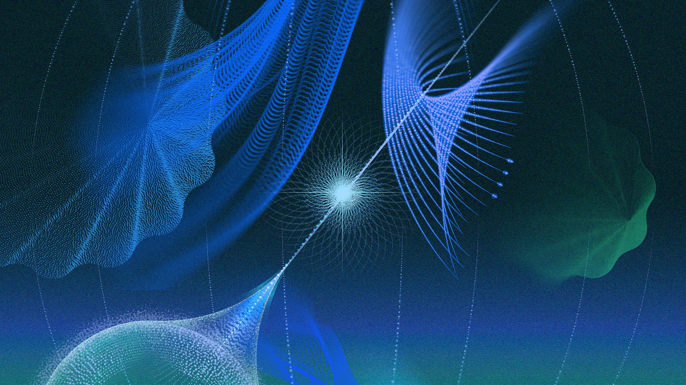 Abstract image in blue with a star sparkle in the center.