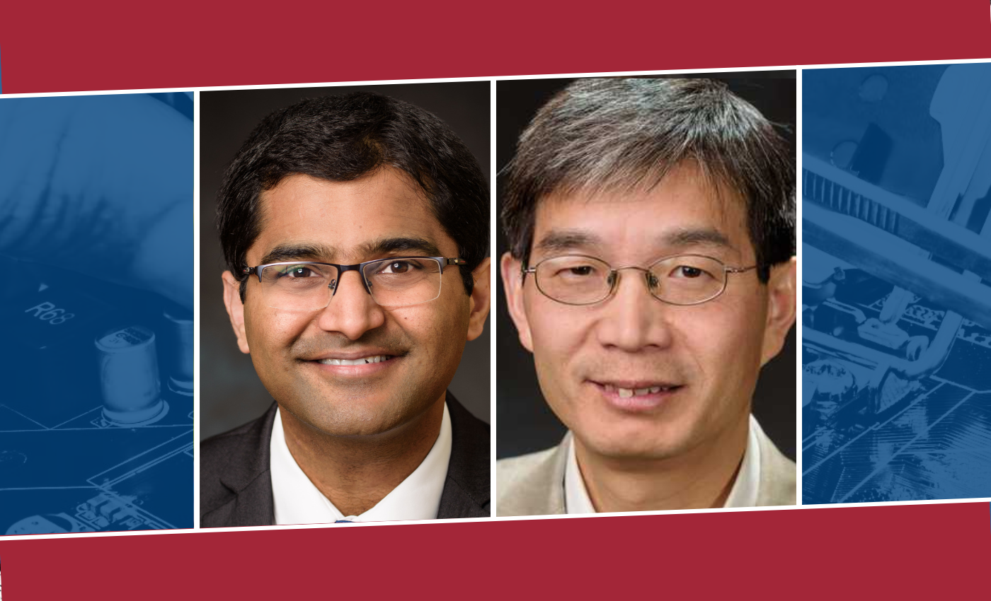 Side-by-side portraits of Sharma and Zhang