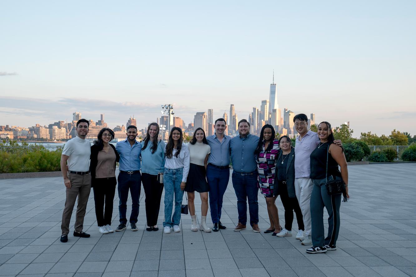 Stevens MBA cohort 2 in front of NYC skyline