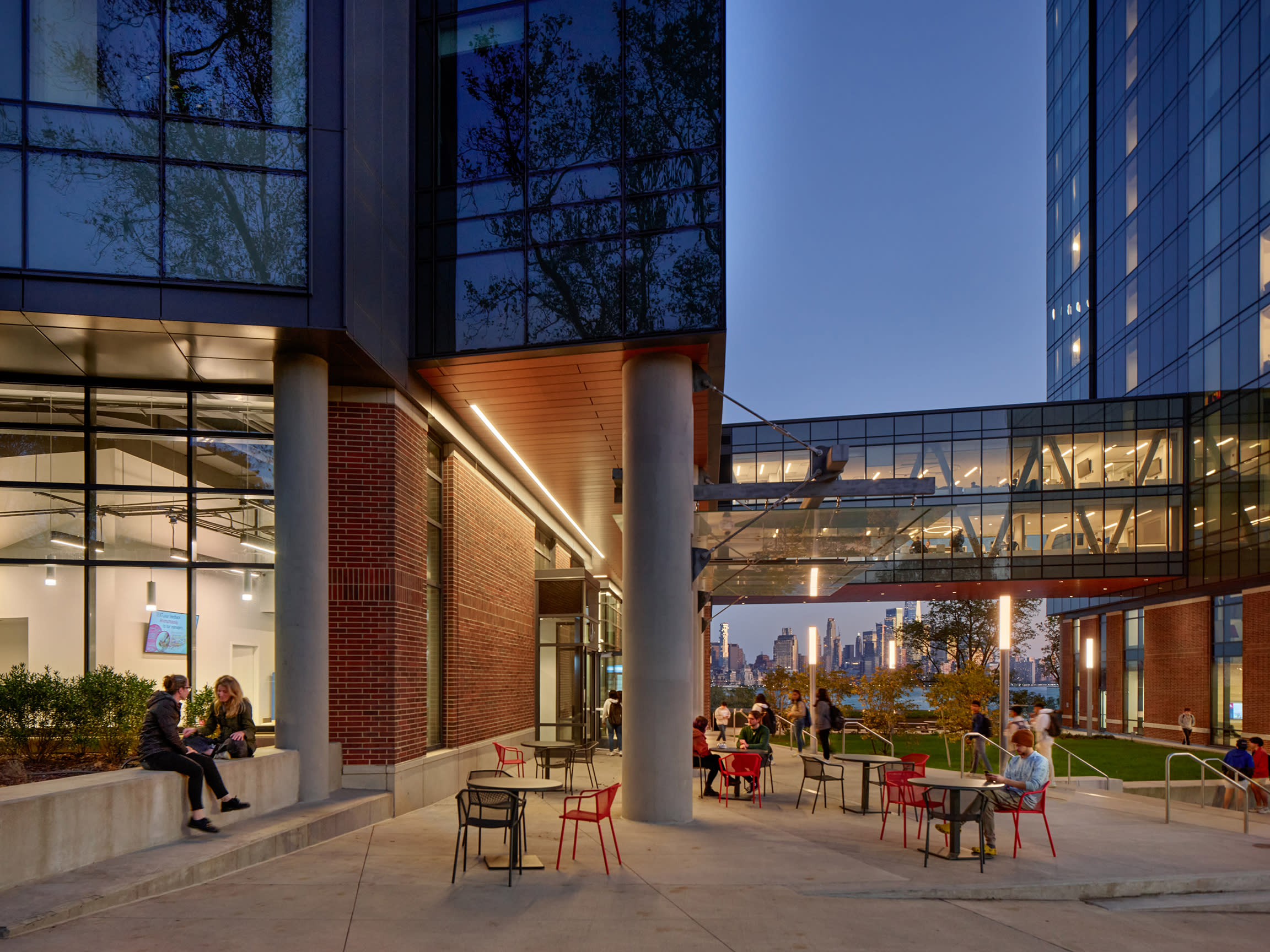 UCC plaza facing Manhattan with students