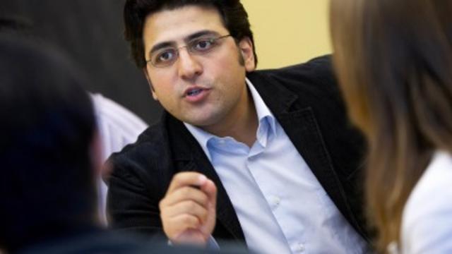 A professor in middle of conversation