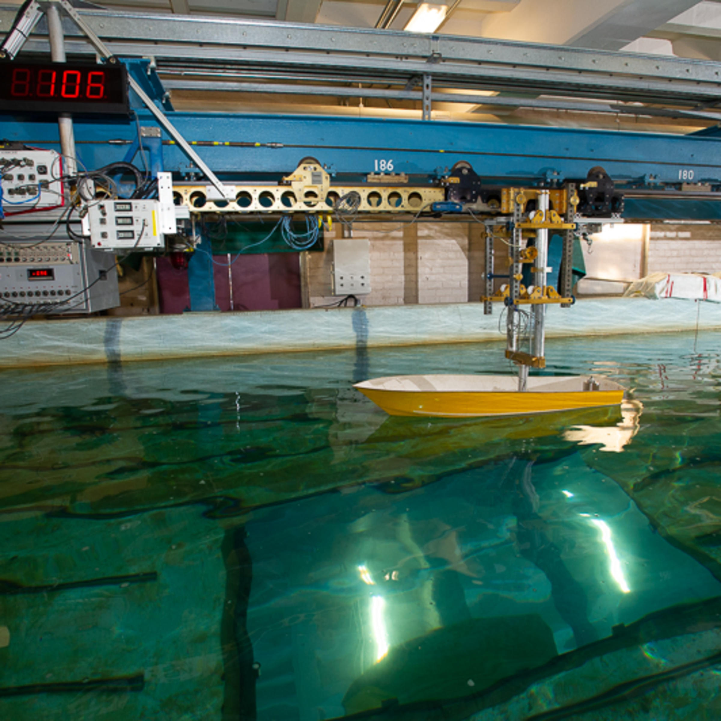 Testing boat hulls in Davidson lab