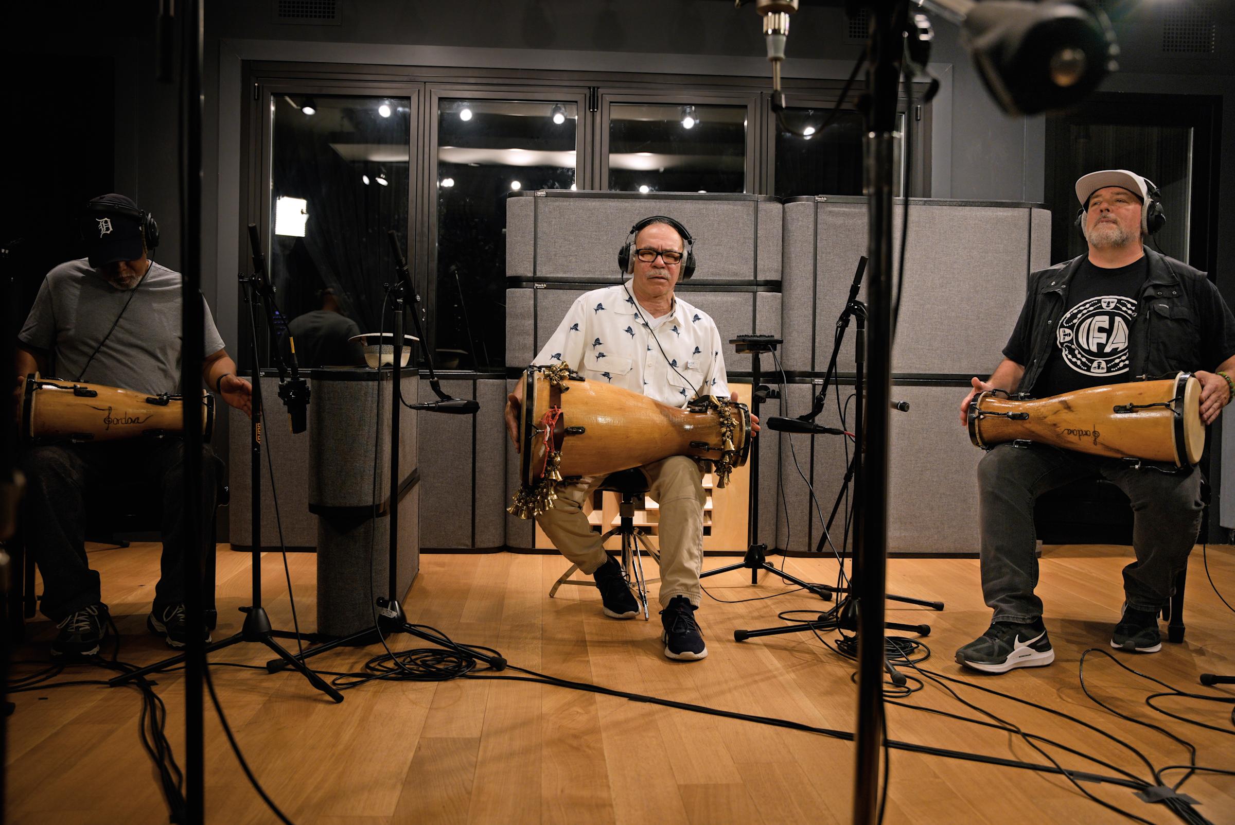 Performing at Second Take Sound, from left: Rafael Alcantara, Abraham Rodriguez Jr. and Chris Theberge. Photo: Alice Arnold Photography