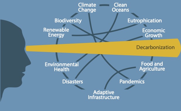 An infographic displaying various Anthropocene challenges. 