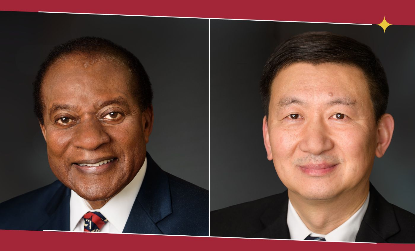 A graphic design of Victor Lawrence on the left and Yu-Dong Yao on the right.