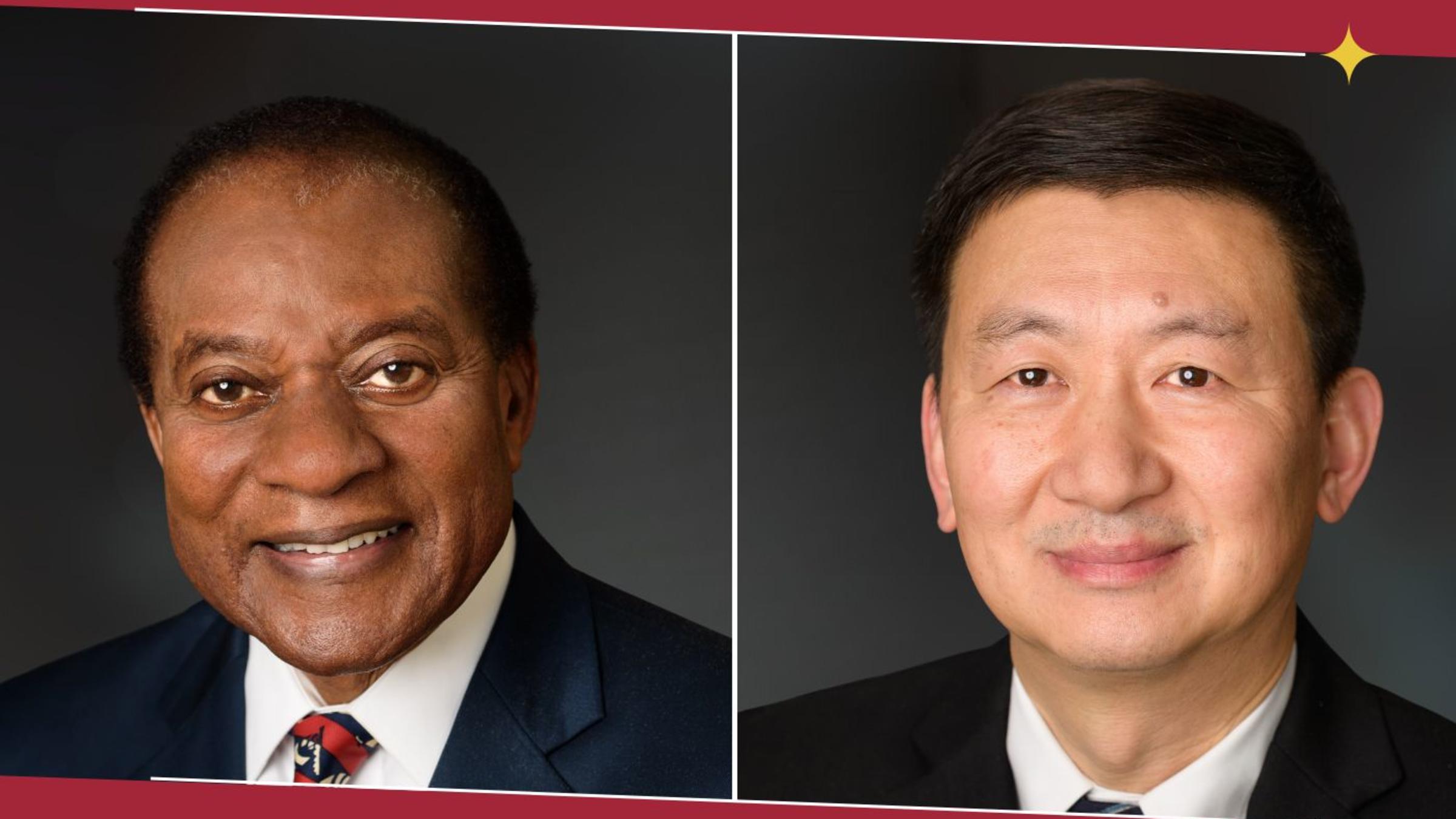 A graphic design of Victor Lawrence on the left and Yu-Dong Yao on the right.
