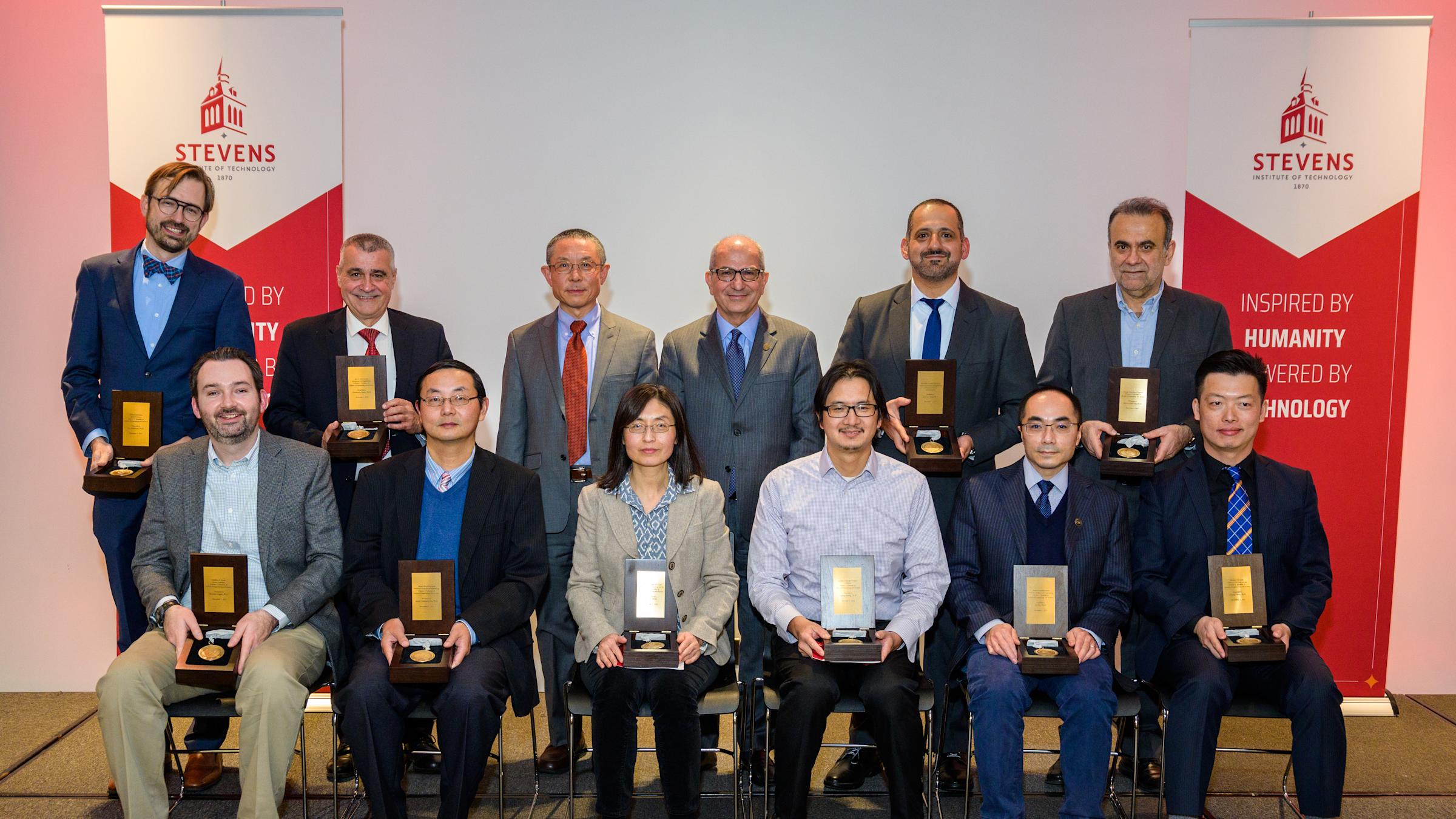 Stevens endowed faculty and leadership at celebration dinner
