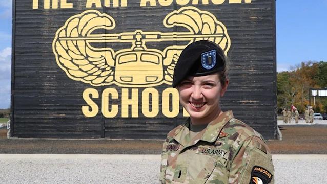 Female in Army camouflage uniform 