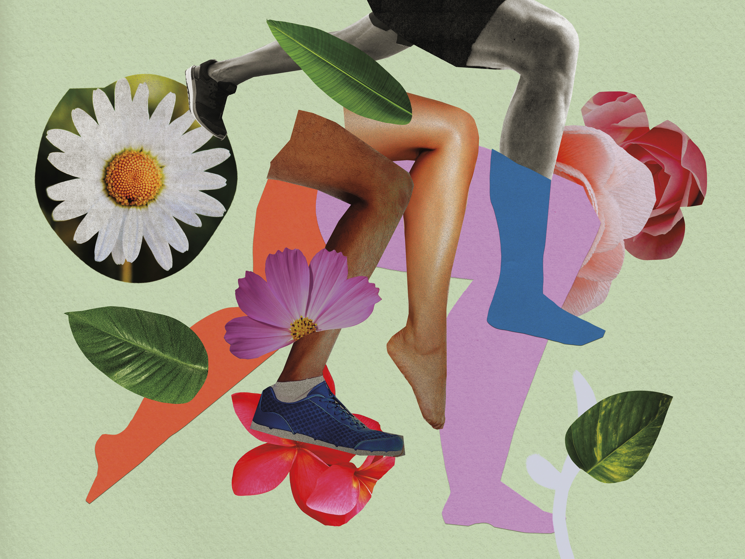 On Bended Knee Illustration of 3 knees and flowers