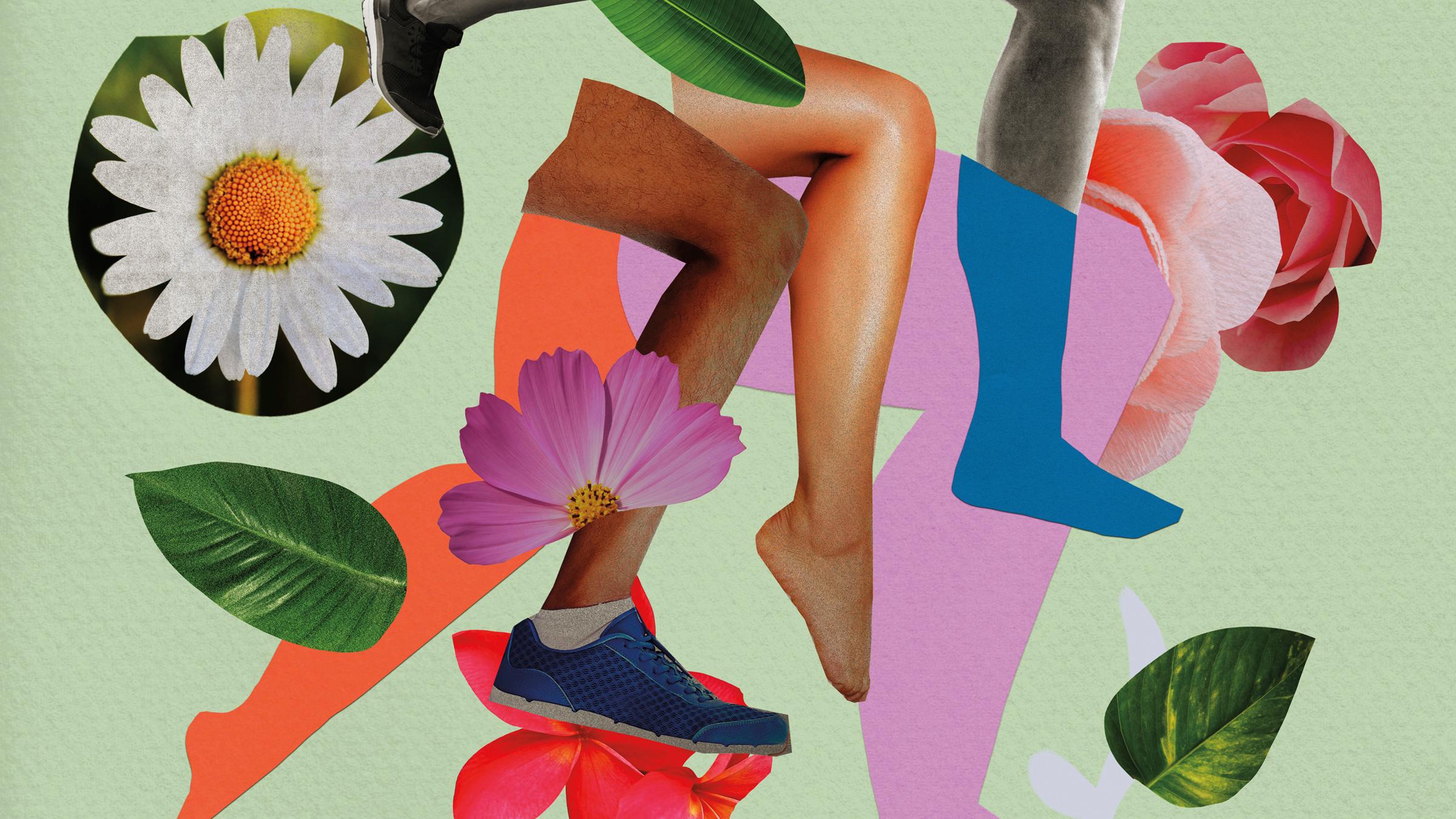 On Bended Knee Illustration of 3 knees and flowers