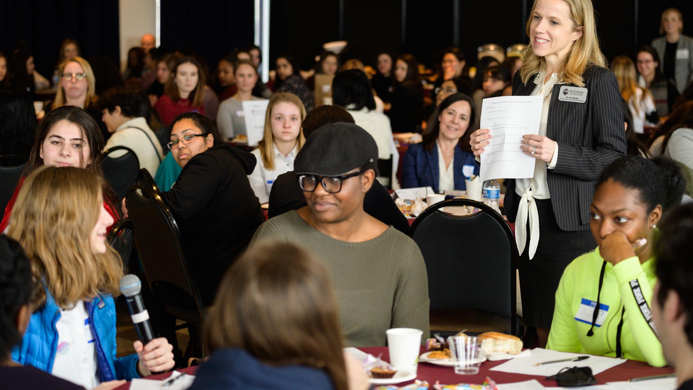 Ann Murphy speaking at a campus event