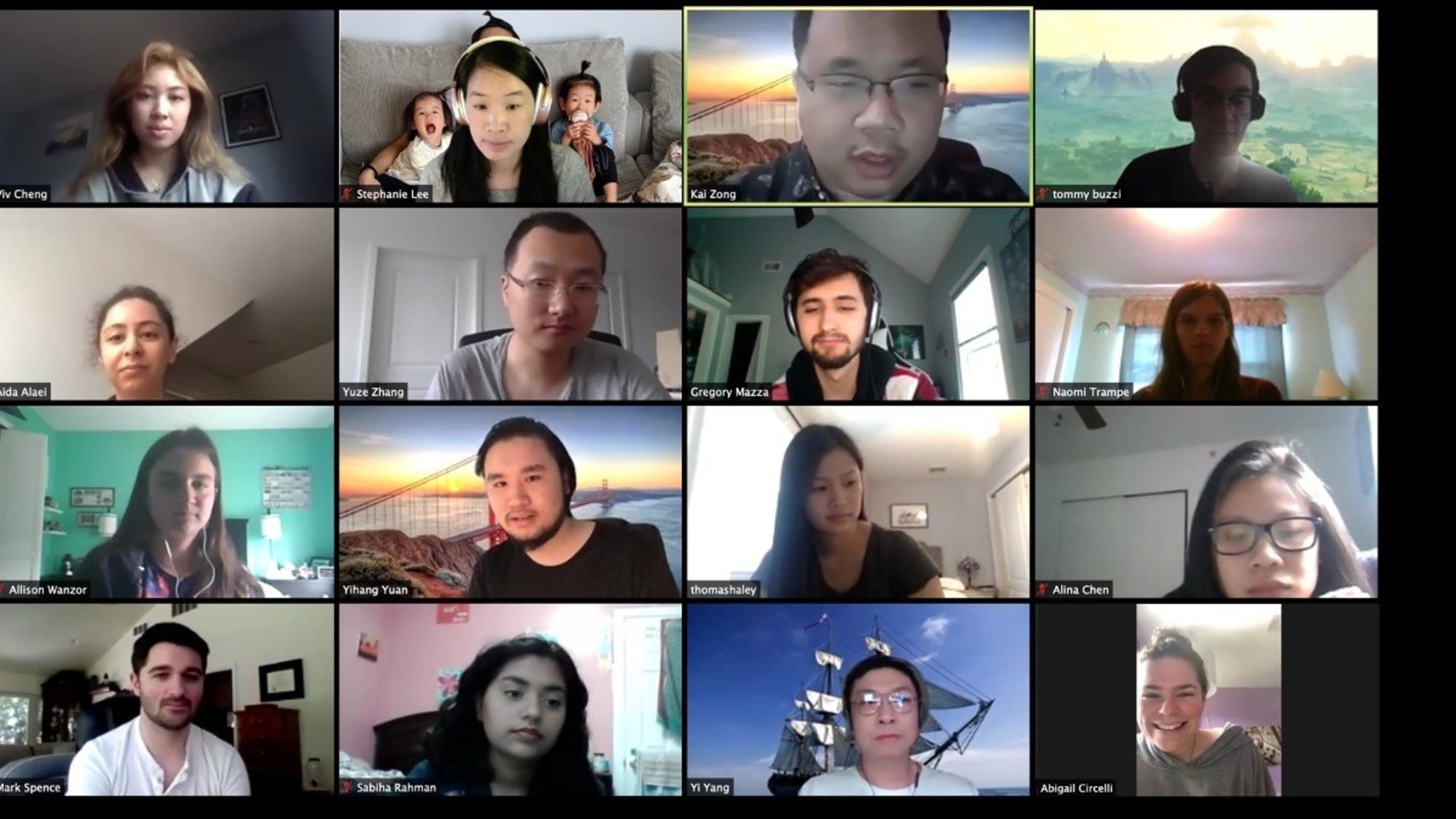 A zoom snapshot of Stephanie Lee's summer research partiicpants