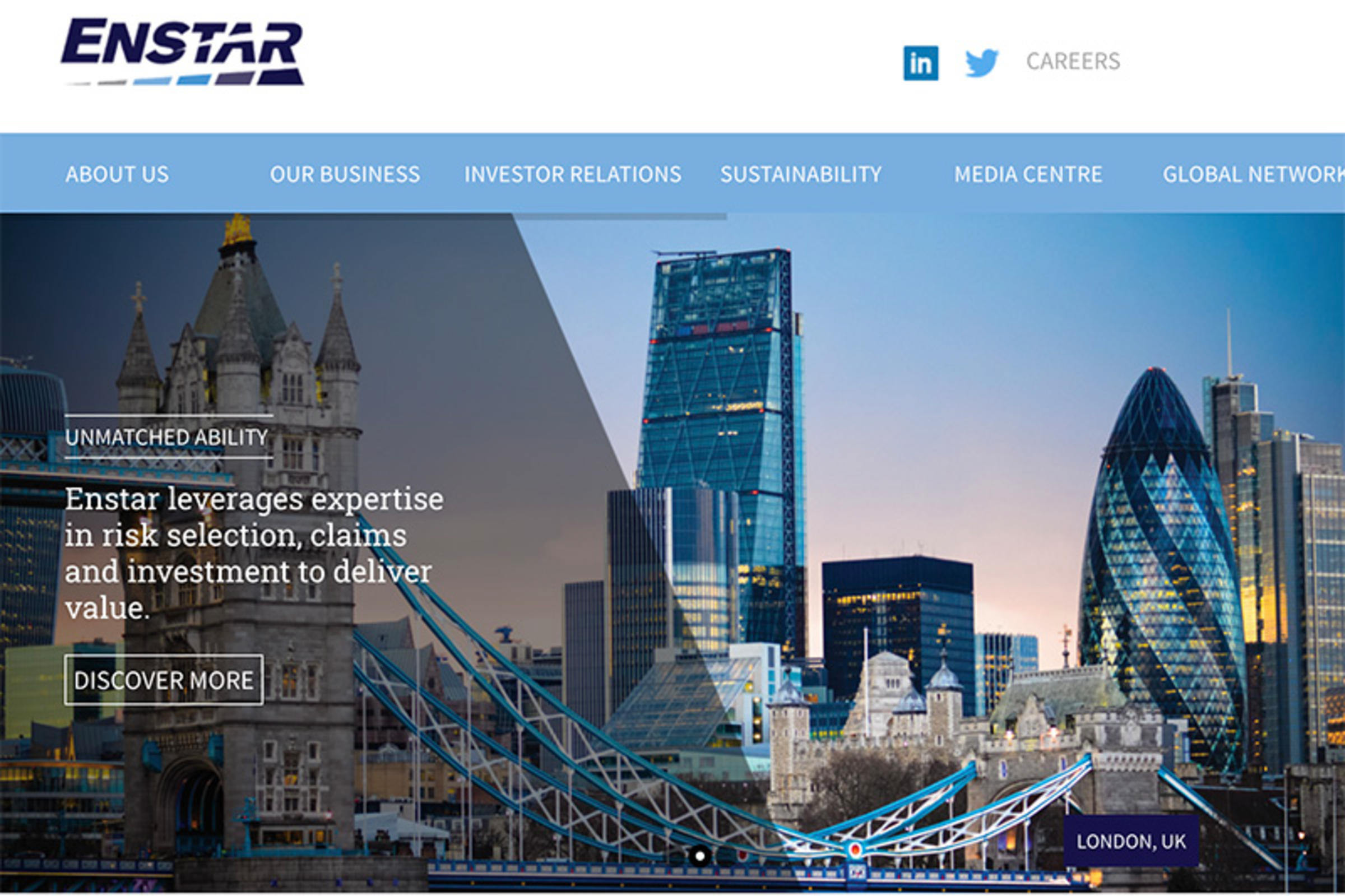 screenshot of Enstar website