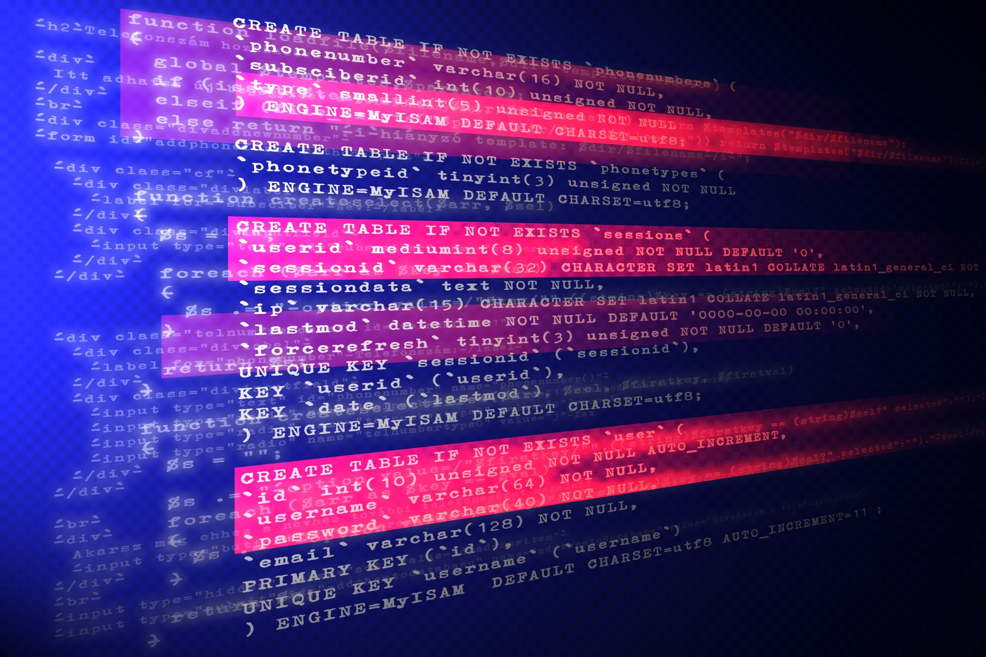 Computer screen identifying sections of code with problems