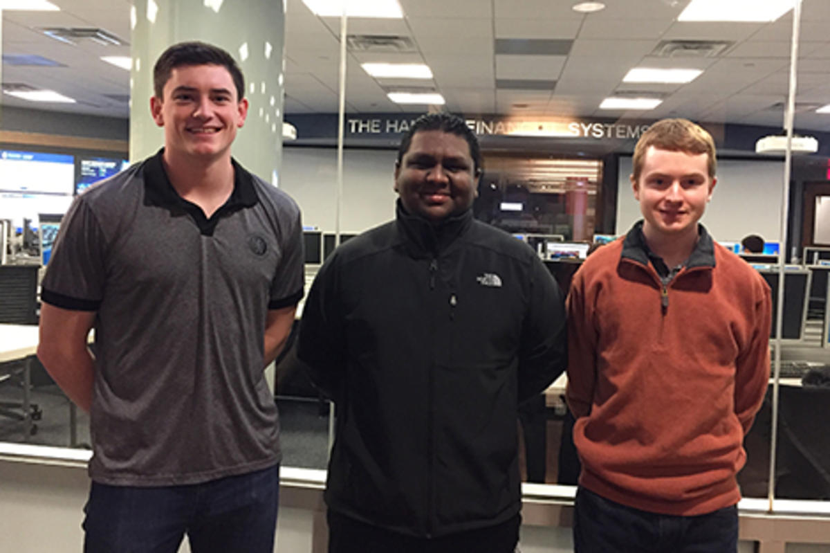 The Fed Challenge team at the high-tech Hanlon lab at Stevens.