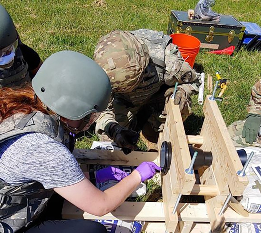 Photo of Kathleen Riegner collecting gunpowder residue