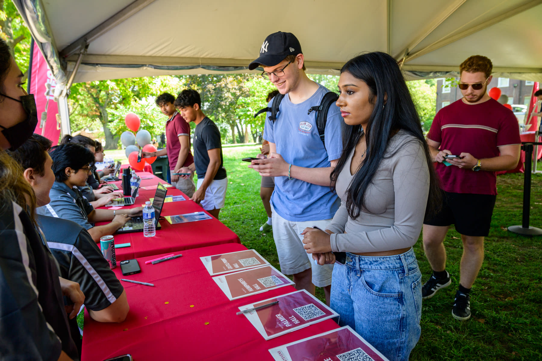 Students check in for move-in at the start of the Fall 2025 semester.