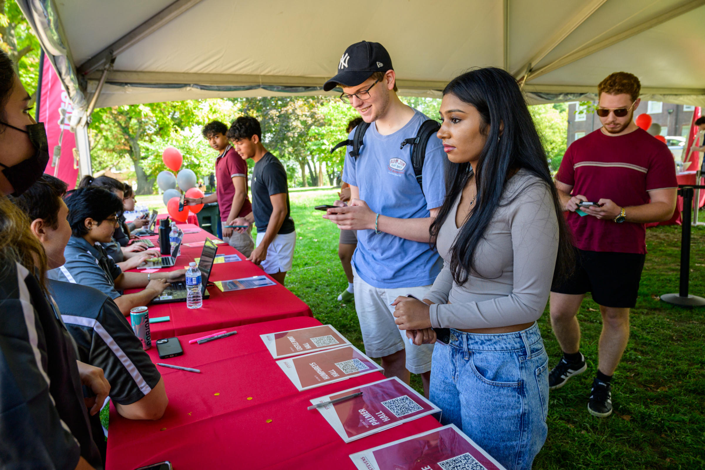 Students check in for move-in at the start of the Fall 2025 semester.