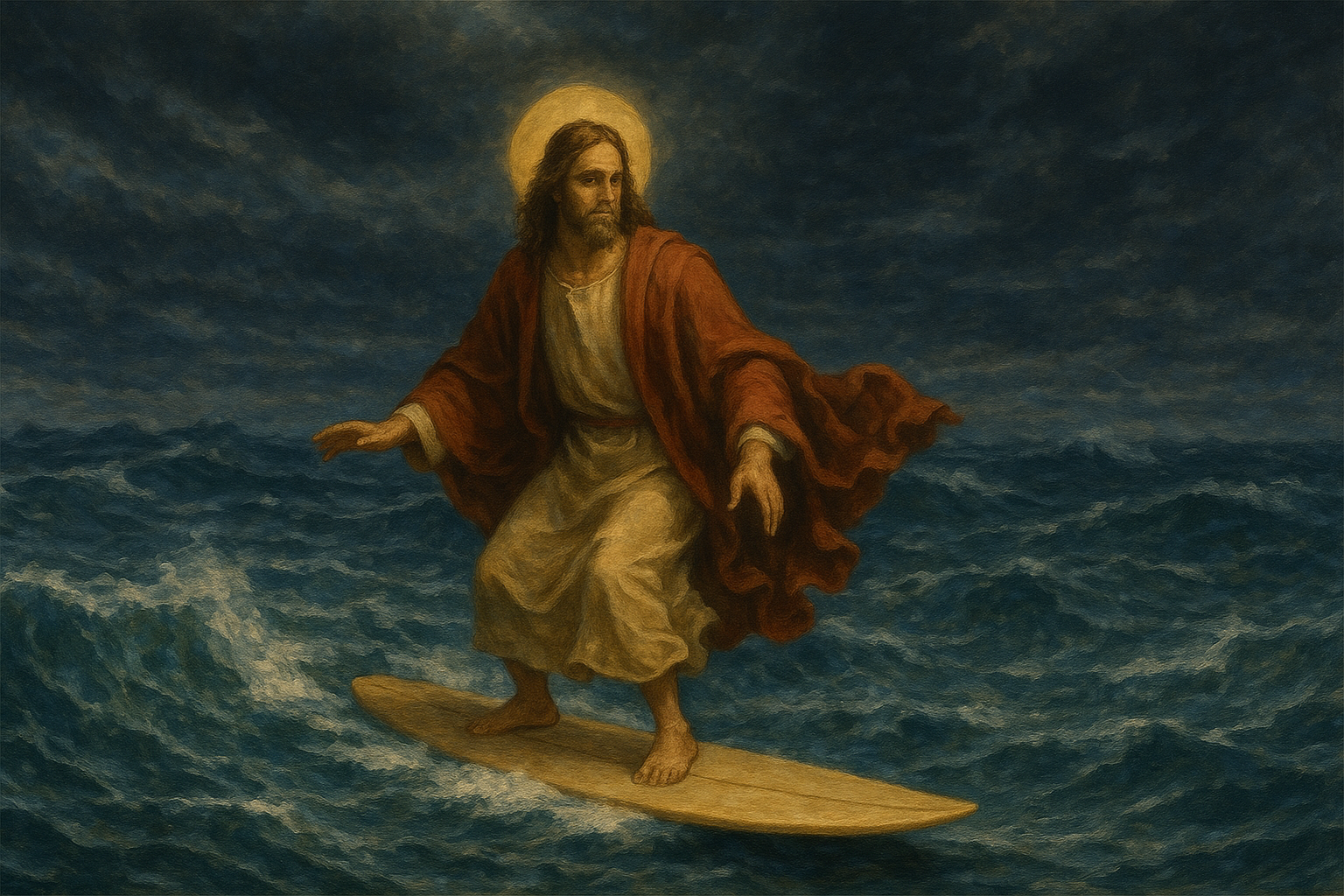 AI Blunders: Six-Finger Hands, Two Suns and Jesus Christ on a Surfboard in a Stormy Sea