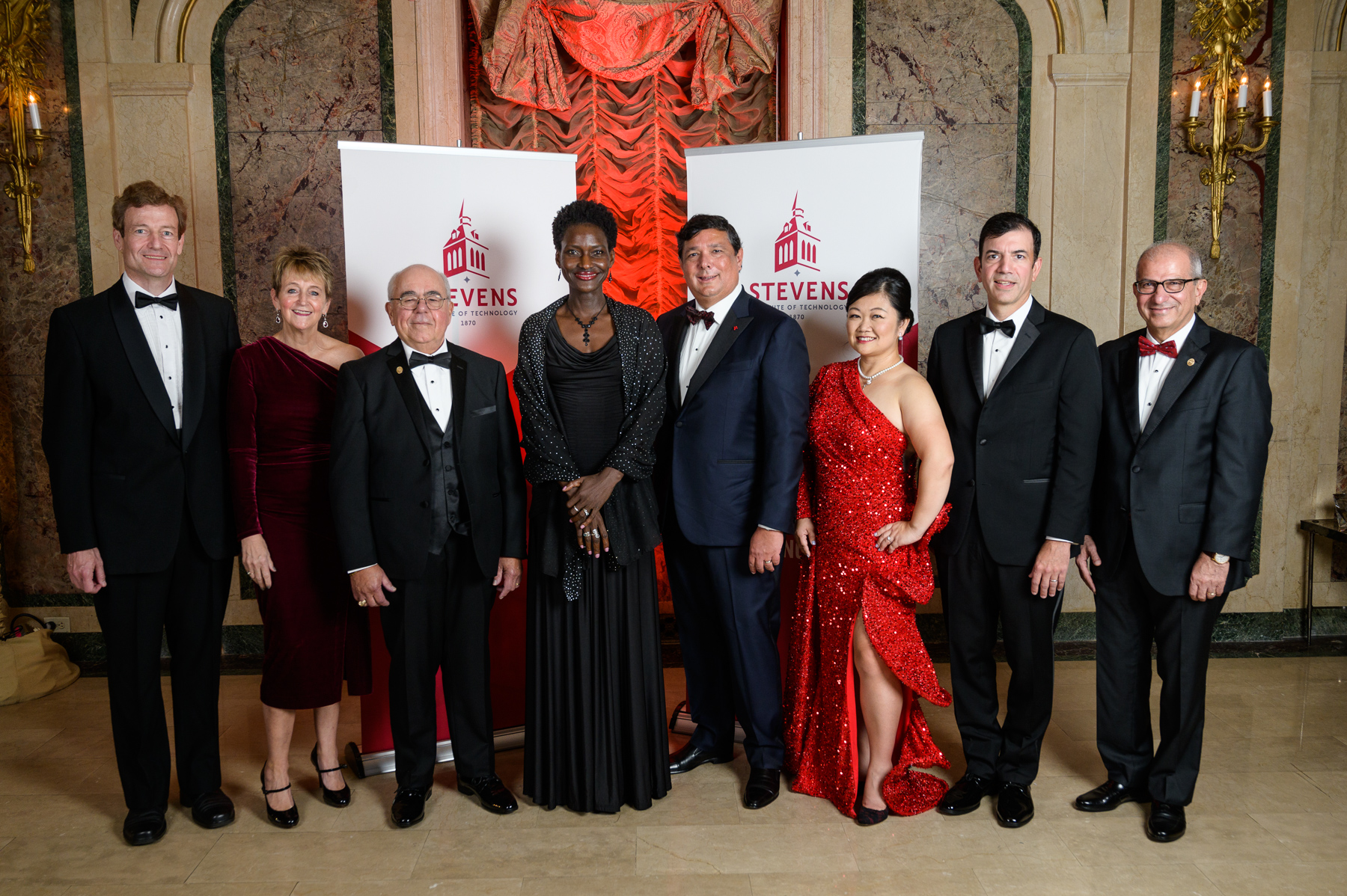 The recipients of the 2022 Stevens Awards Gala pose with Lisa Mascolo and Nariman Farvardin.